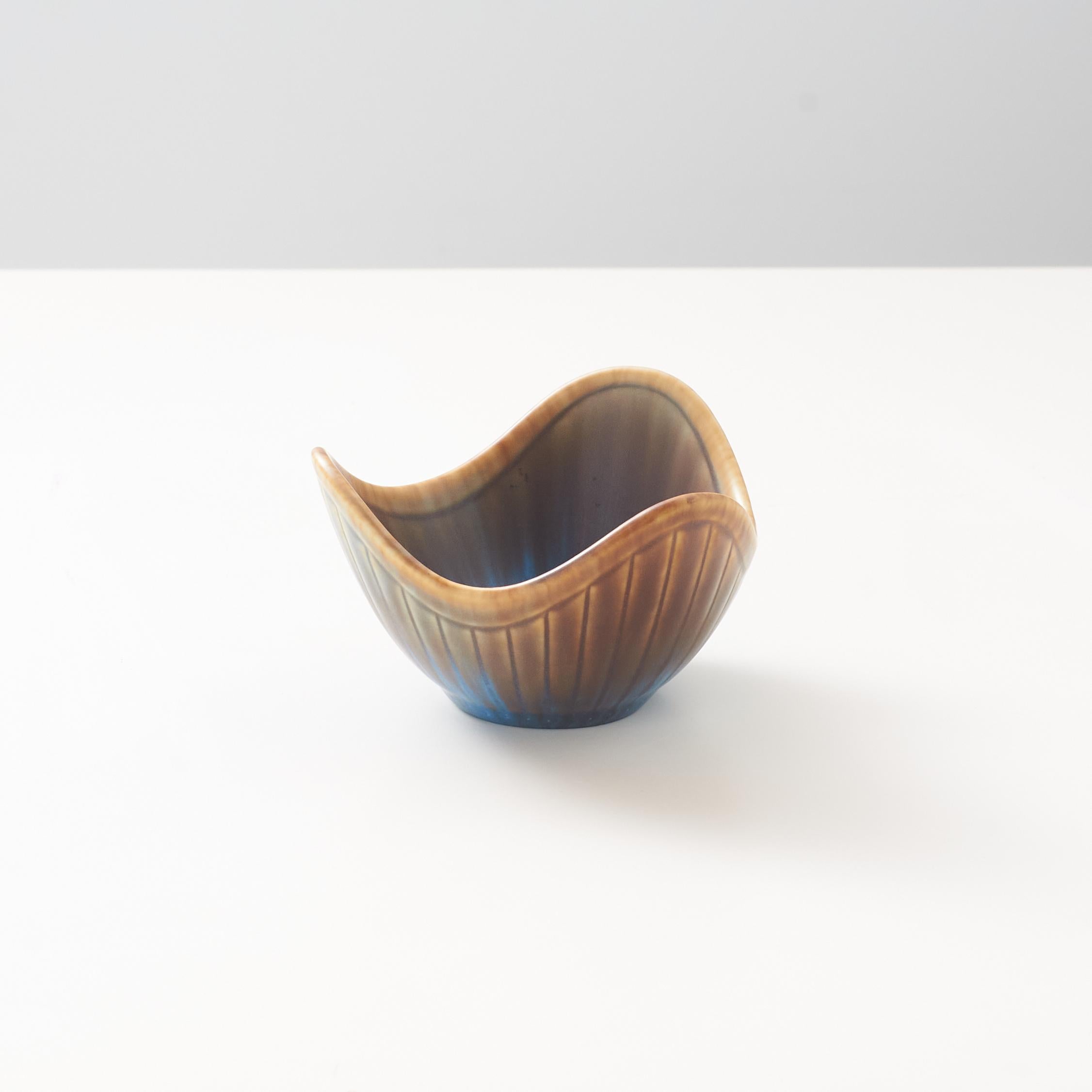 Danish Triangular Ceramic Bowl by Gunnar Nylund For Sale