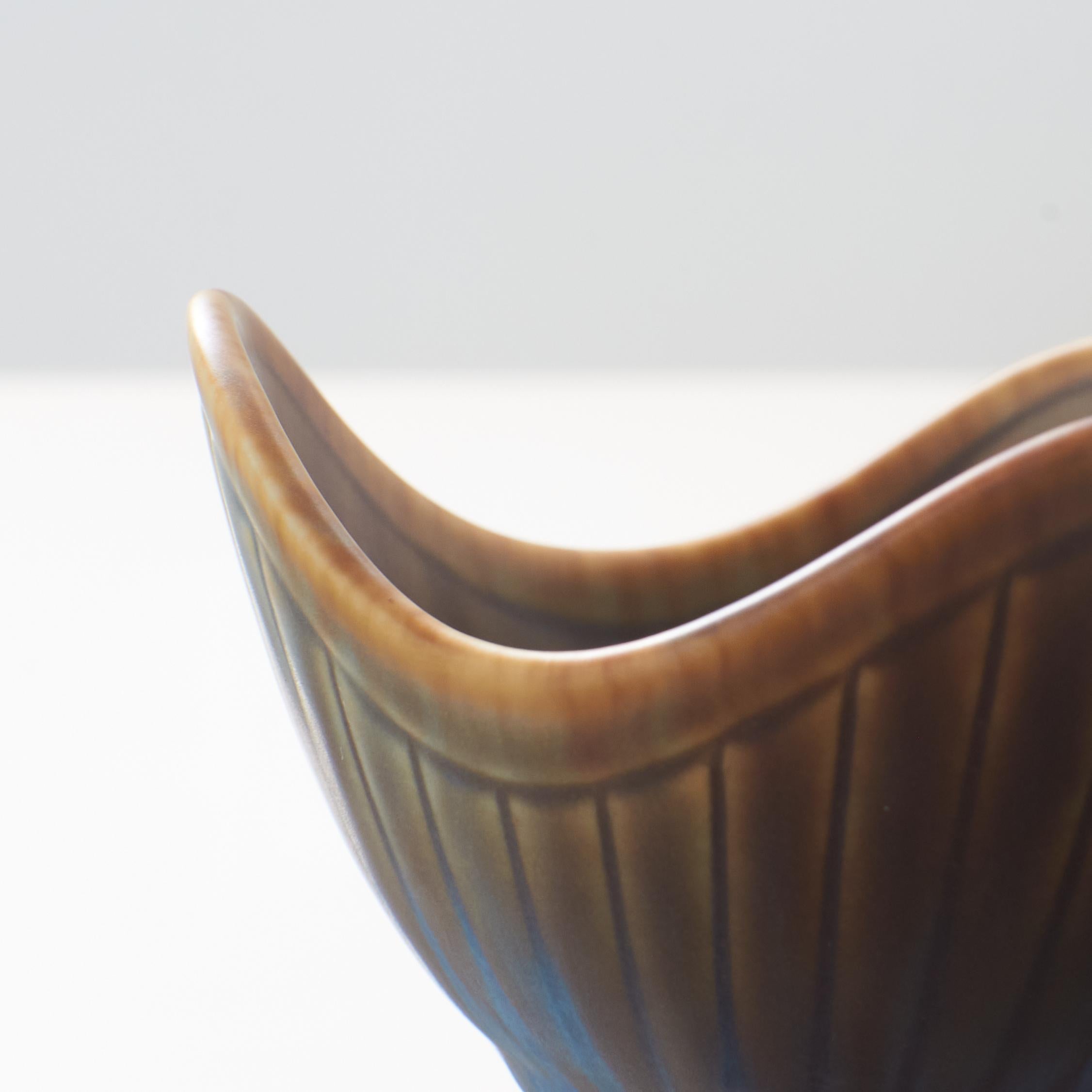 Mid-20th Century Triangular Ceramic Bowl by Gunnar Nylund For Sale