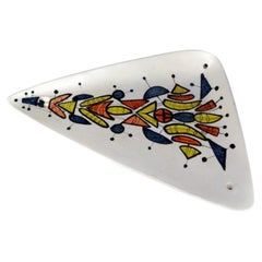 Triangular Ceramic Dish with Geometric Motive by Roger Capron