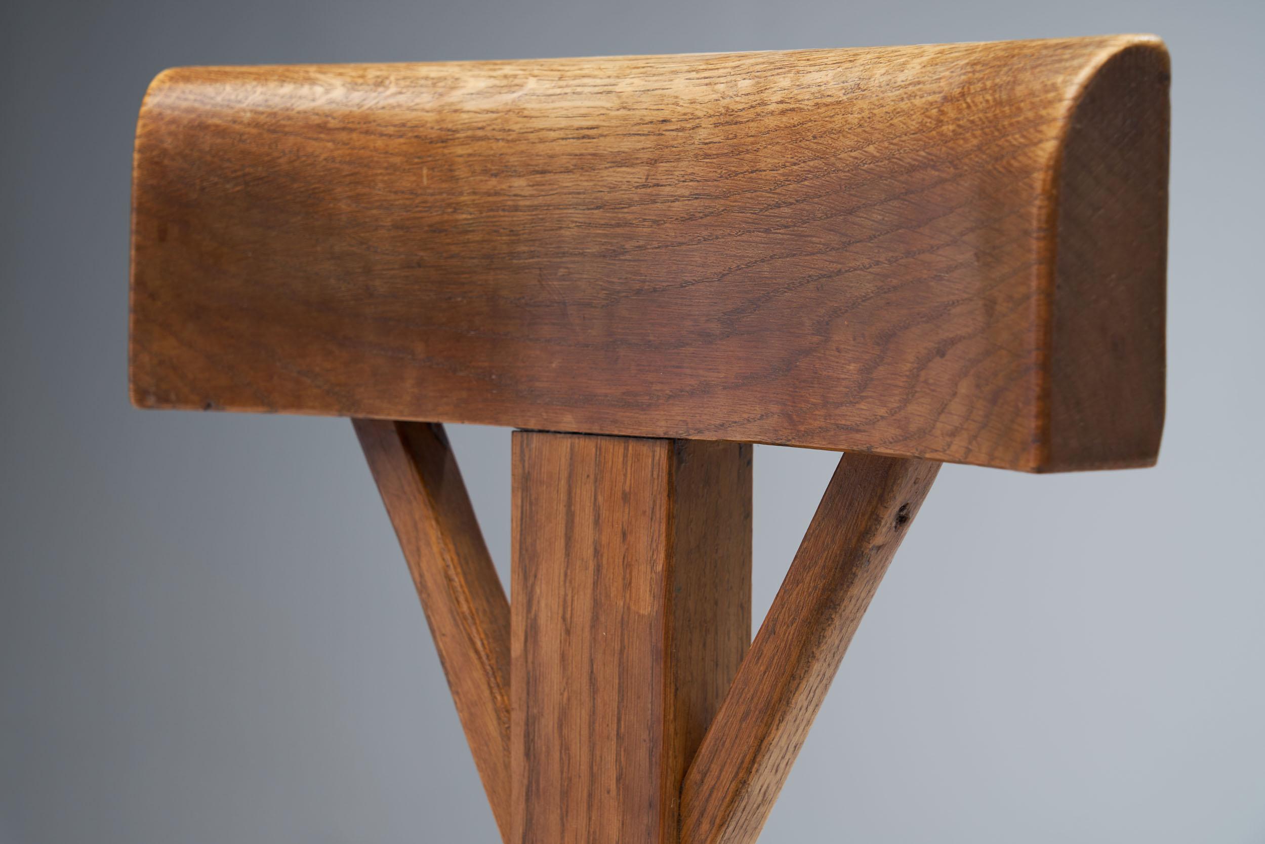 Triangular Chair in Oak and Cane, the Netherlands, circa 1960s-1970s 2