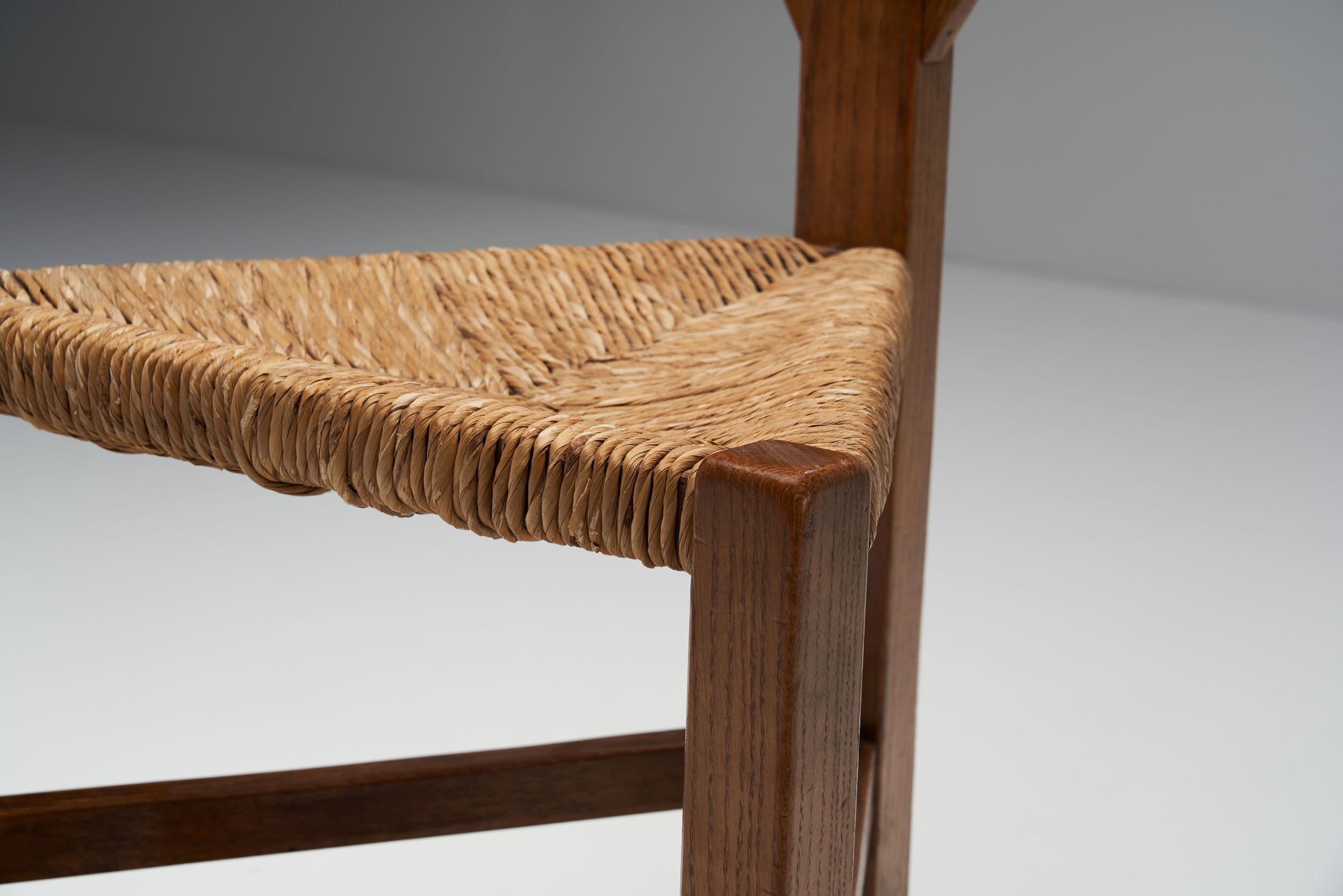 Triangular Chair in Oak and Cane, the Netherlands, circa 1960s-1970s 3