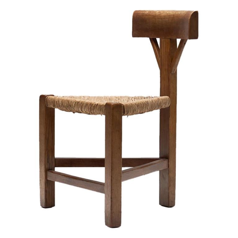 Triangular Chair in Oak and Cane, the Netherlands, circa 1960s-1970s