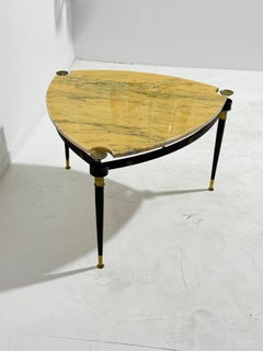 Triangular Coffee Table in iron, brass, and marble, made in Italy, 1950s.
