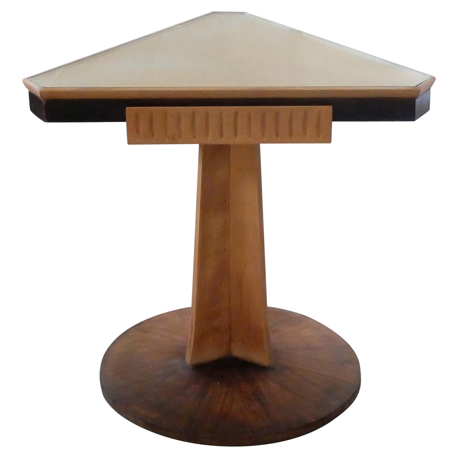 Triangular Console Table with Glass Top, 1950s