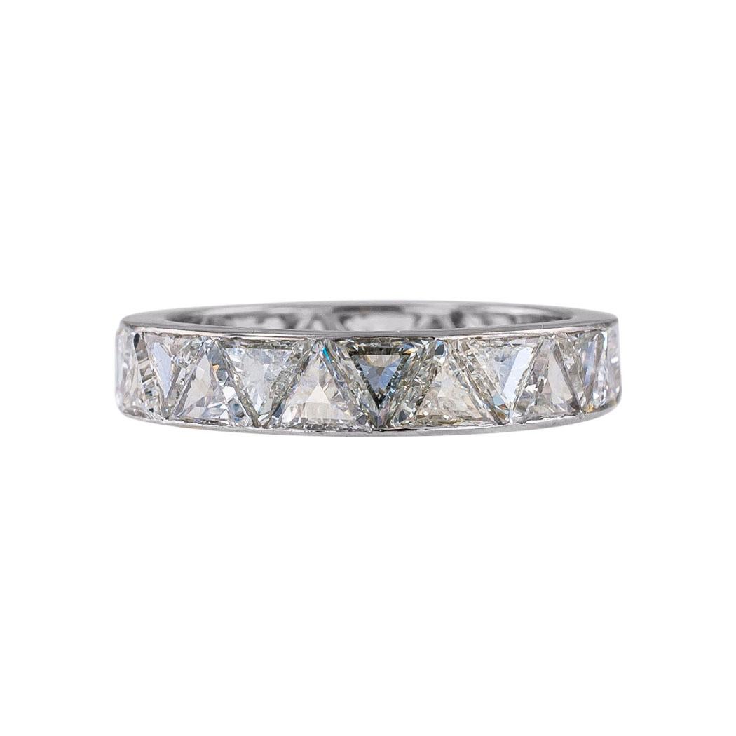 Modernist Triangular Cut Diamonds Palladium Eternity Ring