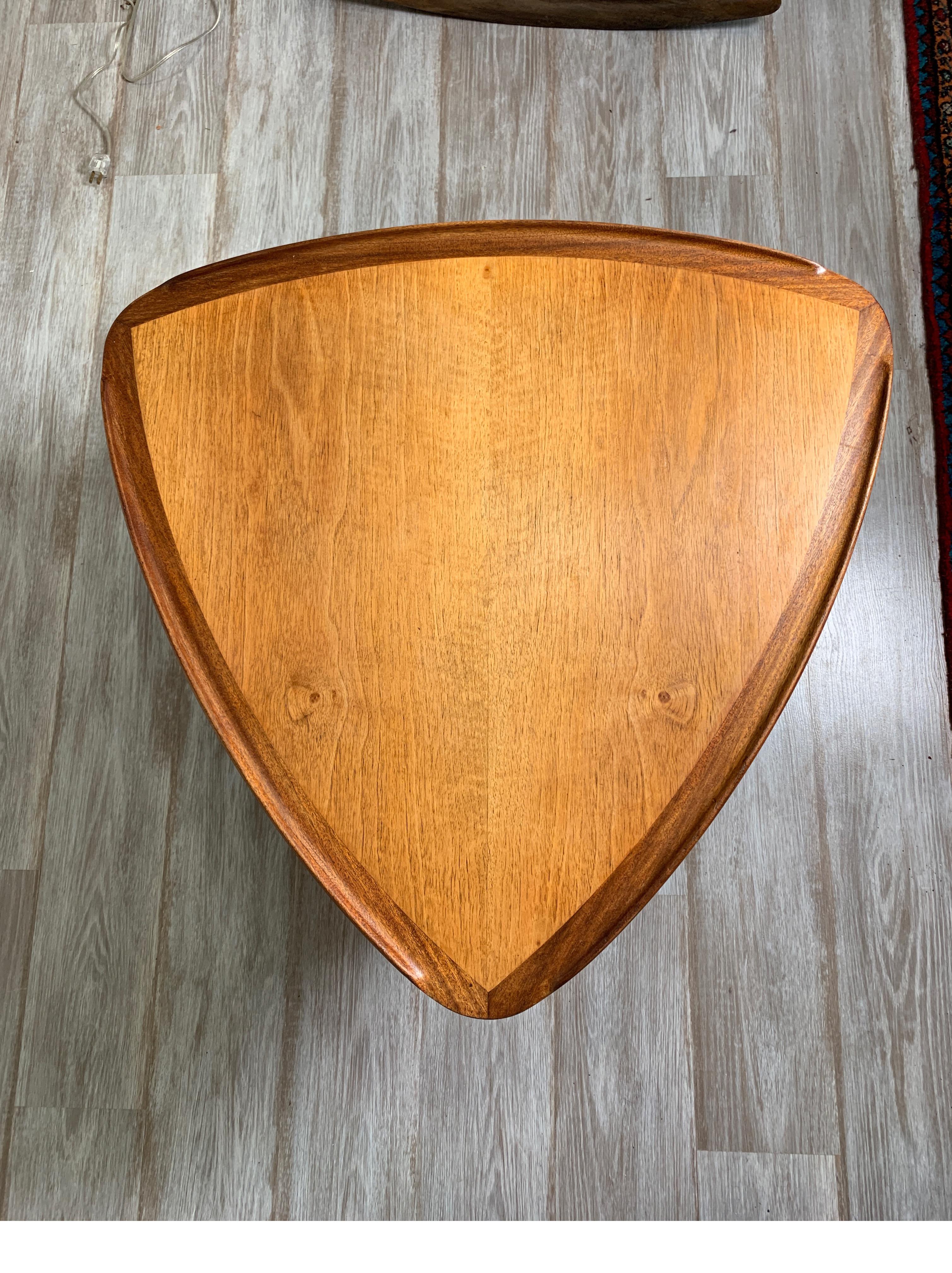 Scandinavian Modern Triangular Danish Two-Tiered Side Table for Selig