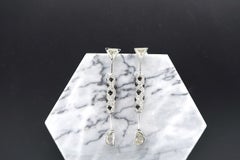 Triangular Diamond Studs and Detachable Onyx Panther Pattern Half Moon Diamond