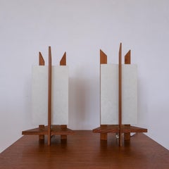 Triangular Fiberglass and Wood Lamps, 1960s