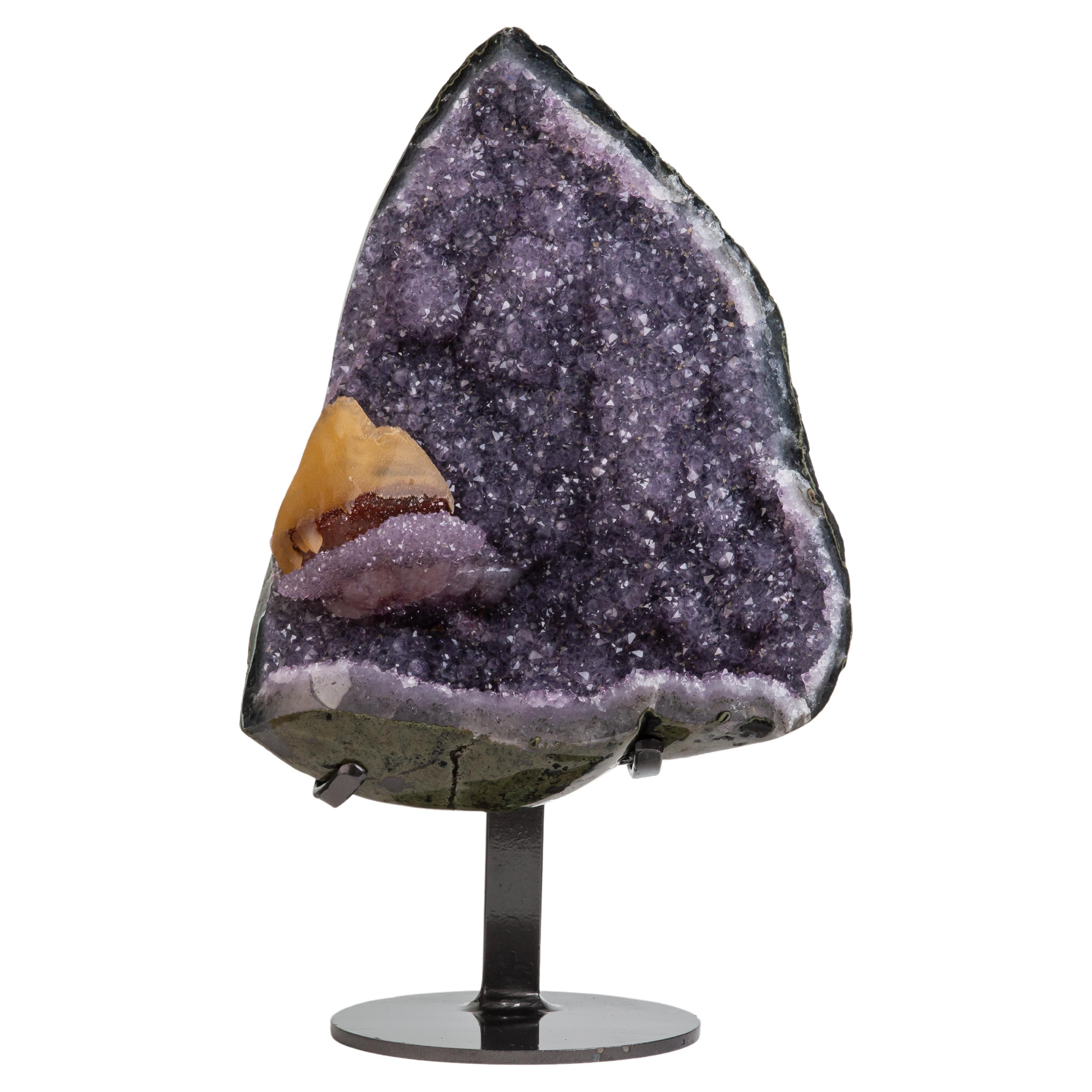 Triangular Geode Section with Perched Calcite For Sale