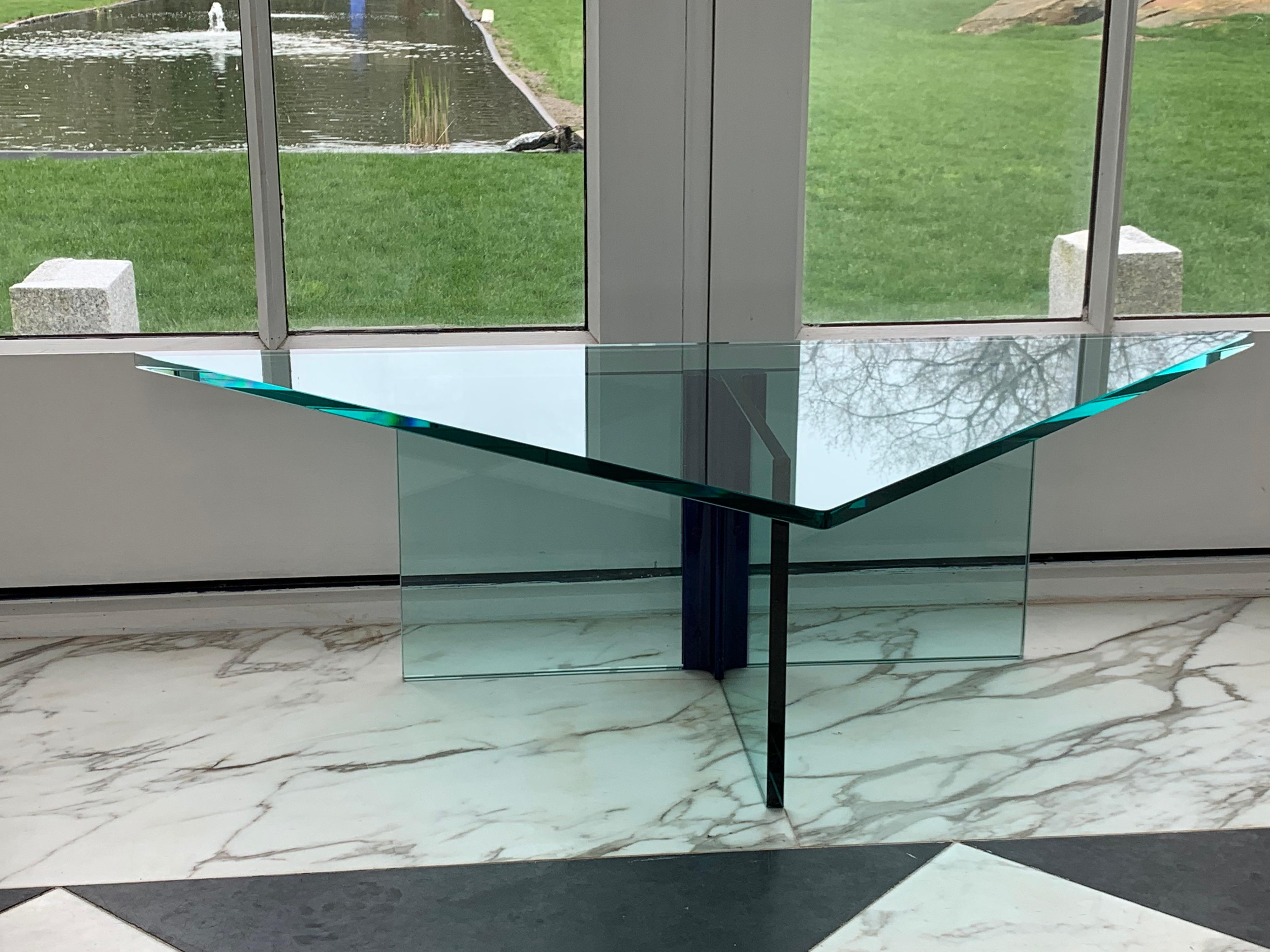 Triangular Glass Coffee Table For Sale 3