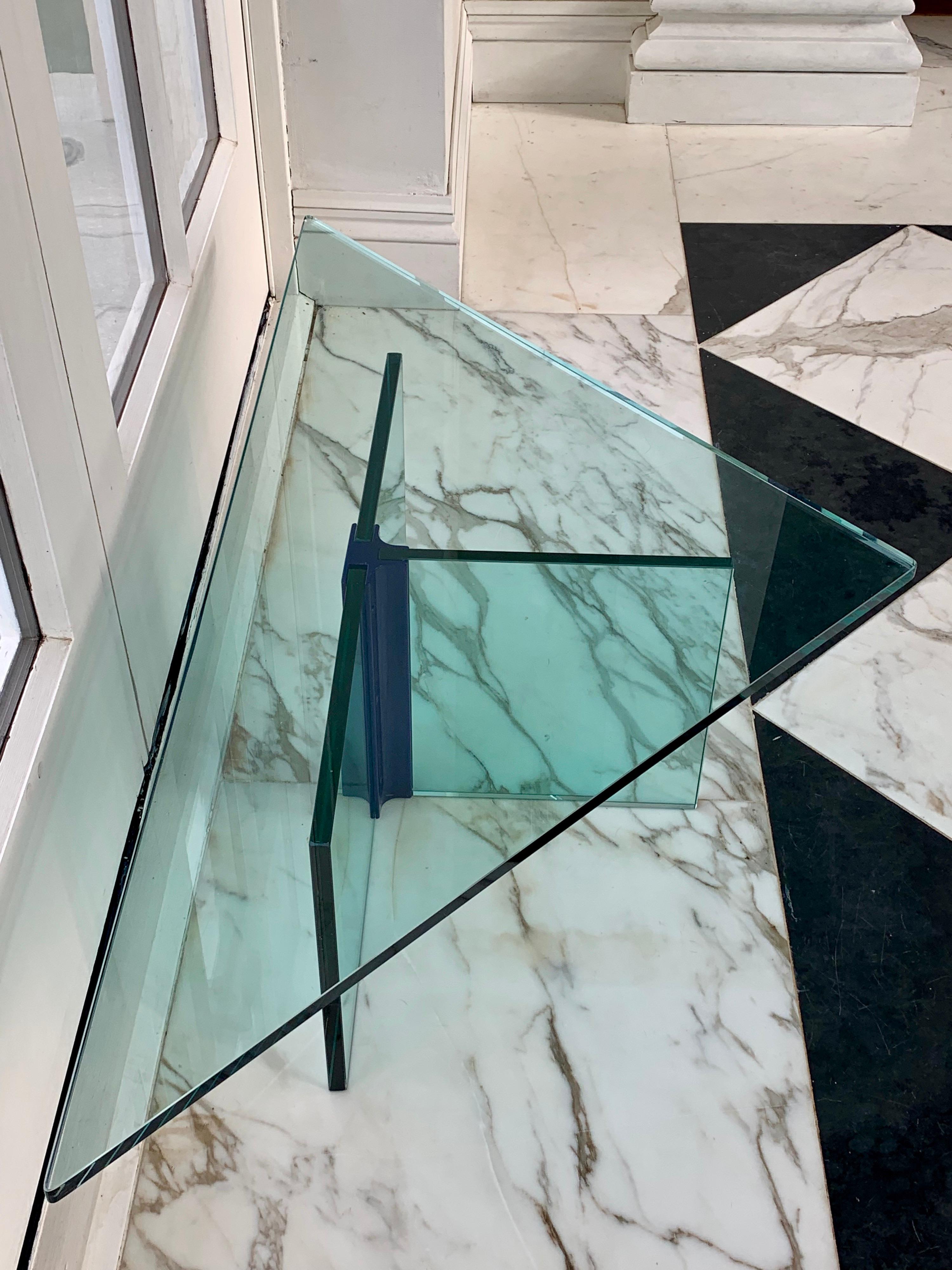 Mid-Century Modern Triangular Glass Coffee Table