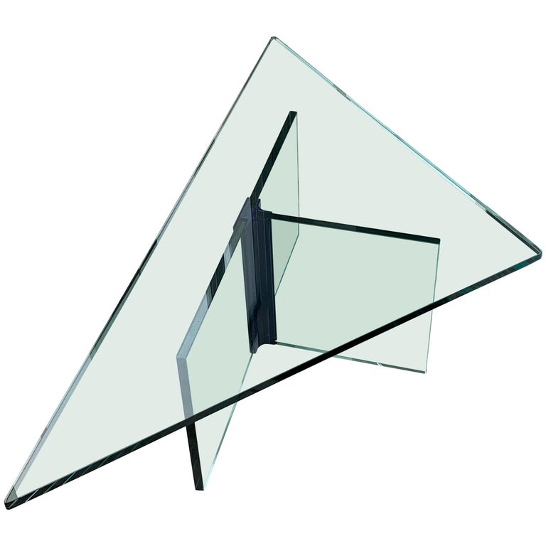 Triangular Glass Coffee Table For Sale at 1stDibs