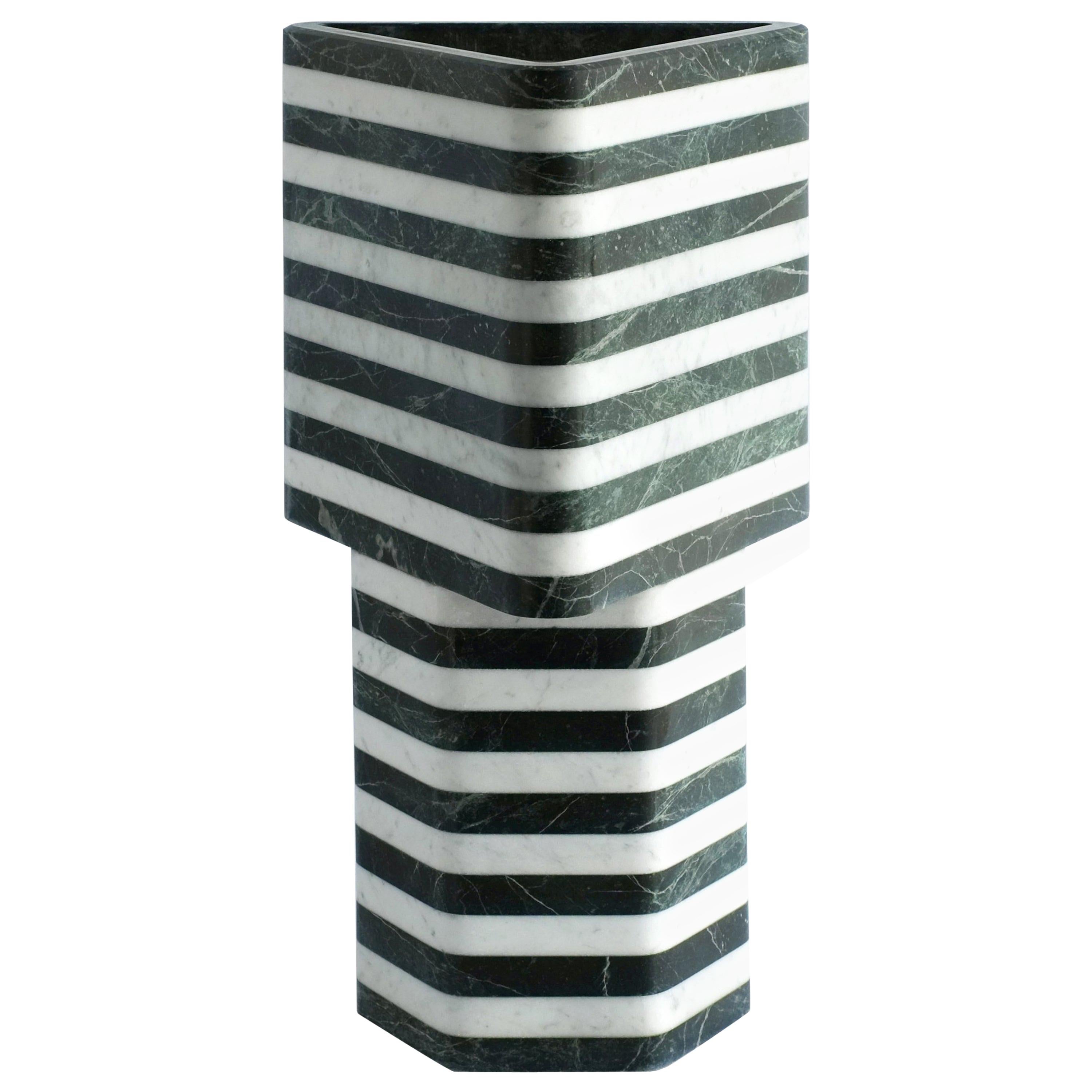 Triangular-Hexagonal Stacked Stone Vessel in Marble by Fort Standard