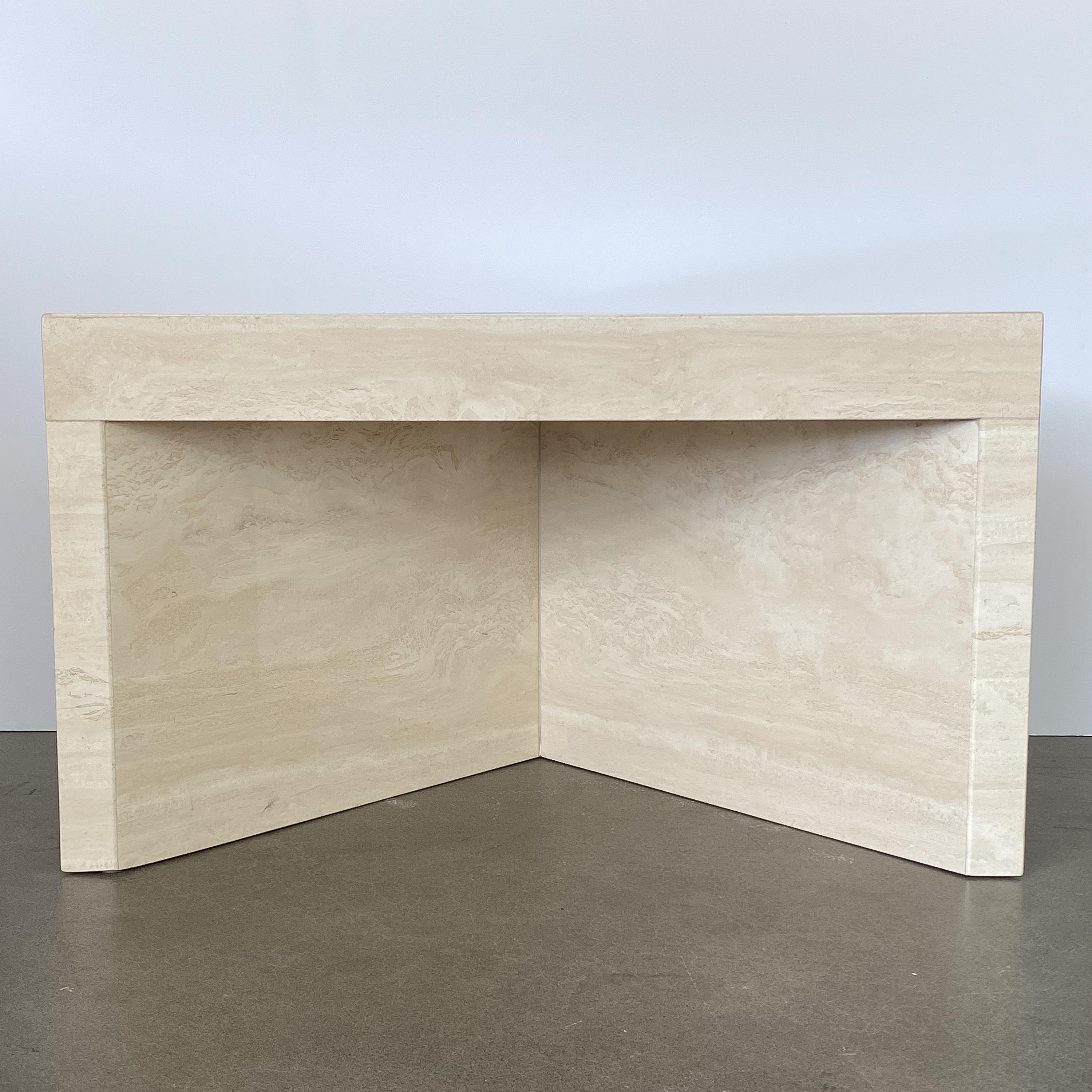 Triangular Italian Travertine End or Side Table 4