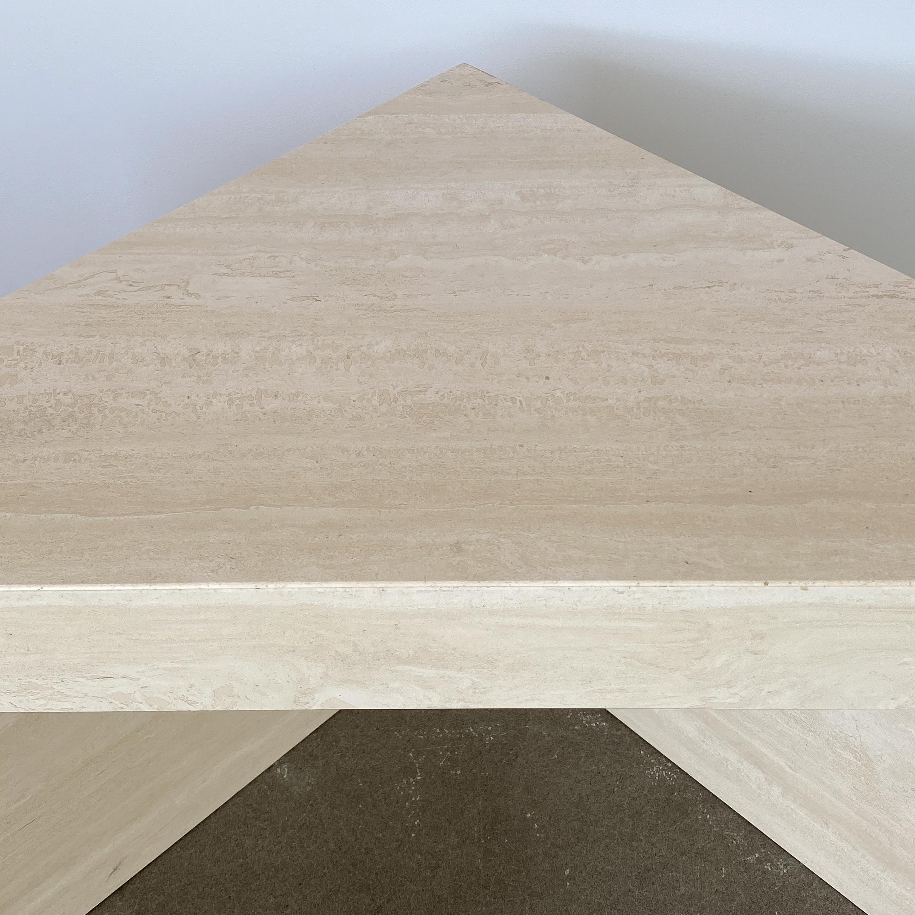 Triangular Italian Travertine End or Side Table 5