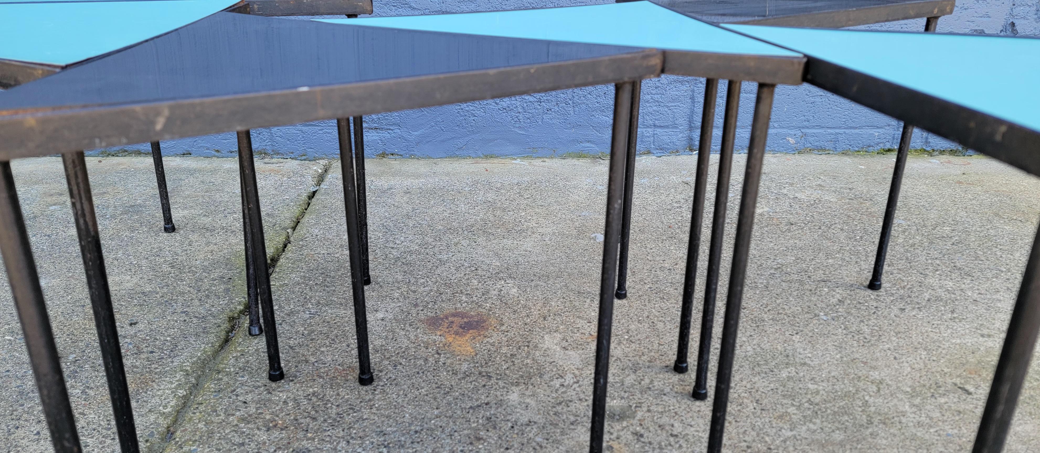 Triangular Module Iron Mid-Century Modern Tables Coffee, Side or End Tables For Sale 1