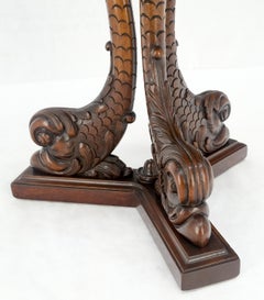 Triangular Petals Shape Fine carved Walnut Dolphins Base Center Guerdon Table