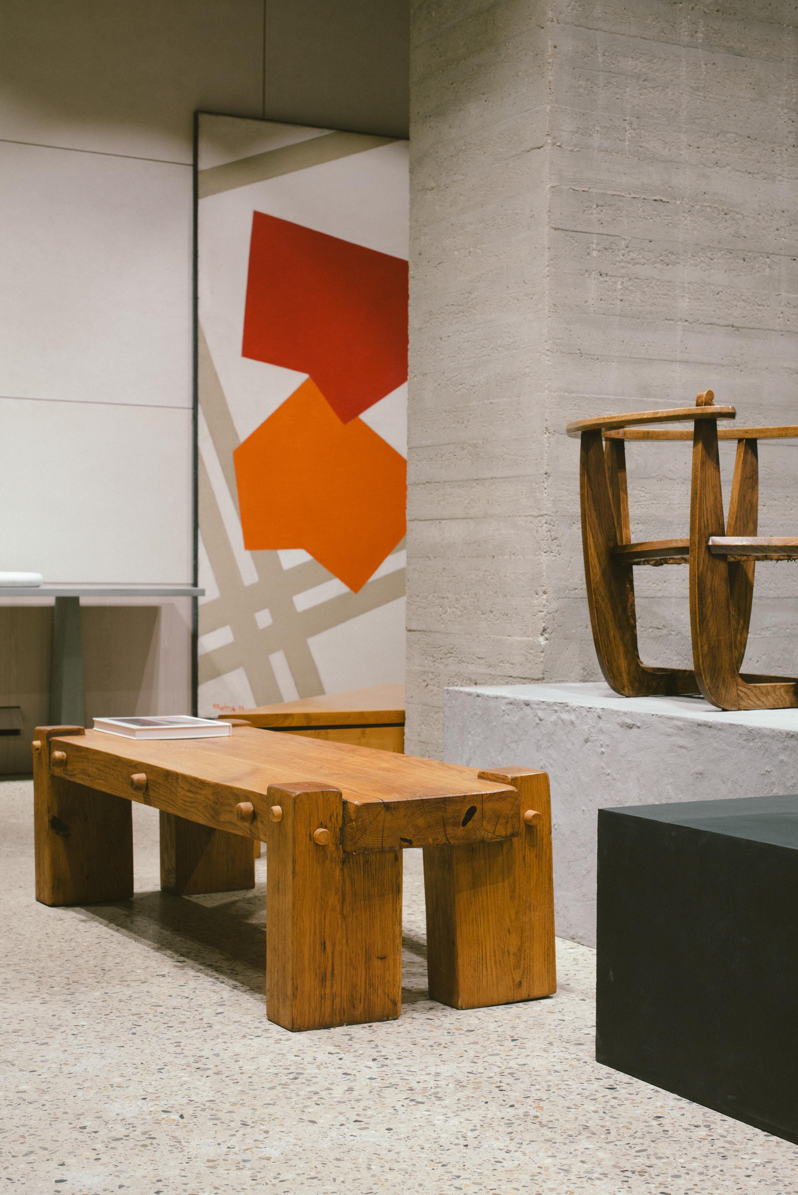 Triangular Postmodern Coffee Table in French Elm For Sale 6