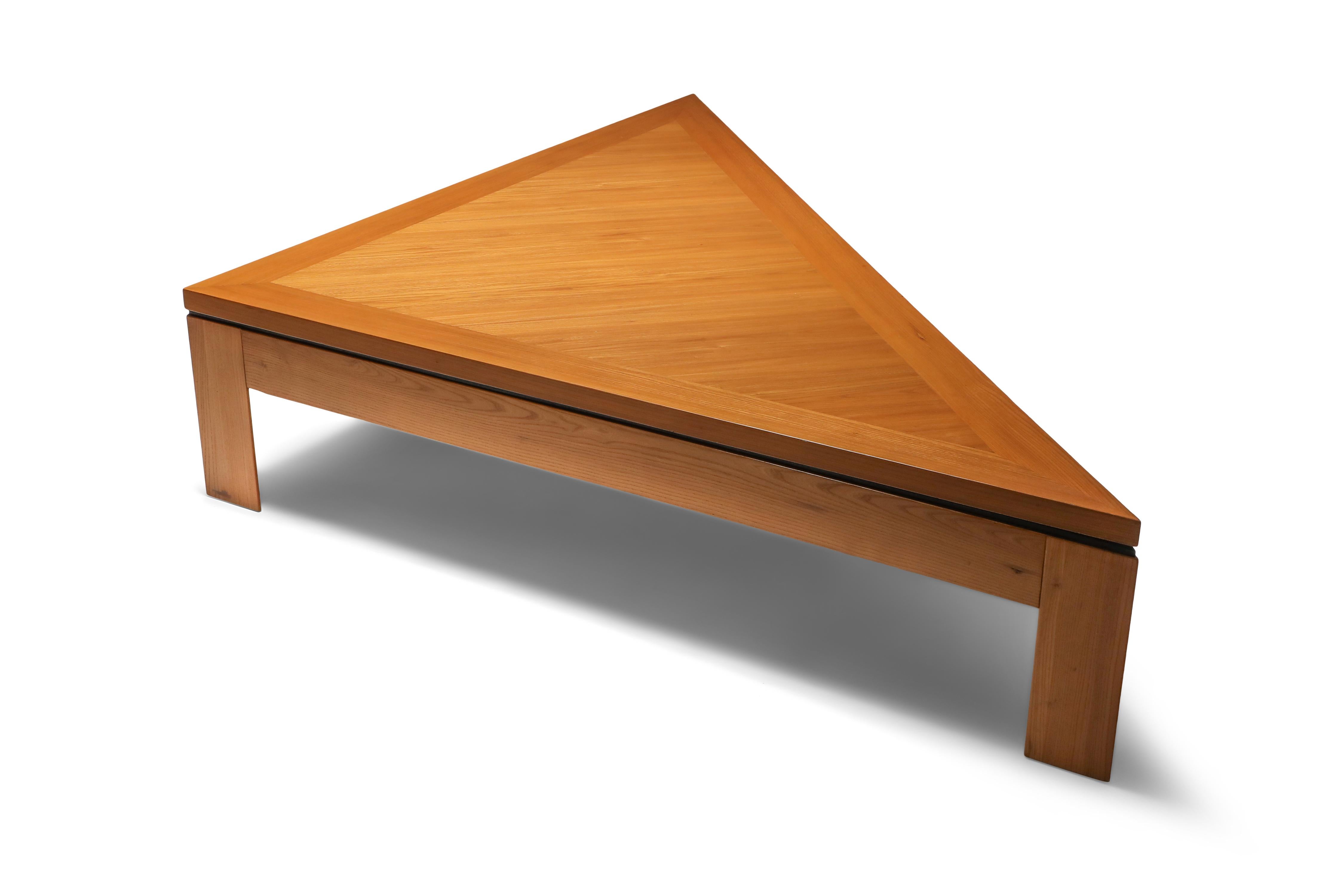 Italian Triangular Postmodern Coffee Table in French Elm