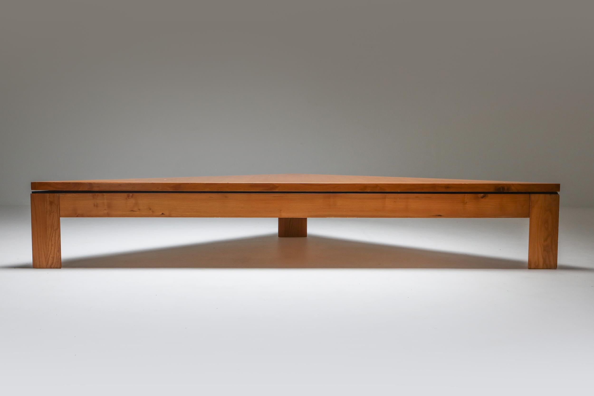 20th Century Triangular Postmodern Coffee Table in French Elm For Sale