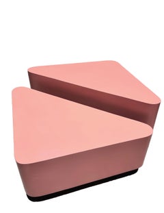 Triangular Postmodern Coffee Table or Side Tables, Mauve or Pink Laminate, Large