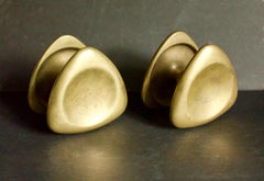 Triangular Push-Pull Door Handles in Bronze, Mid-20th Century, France
