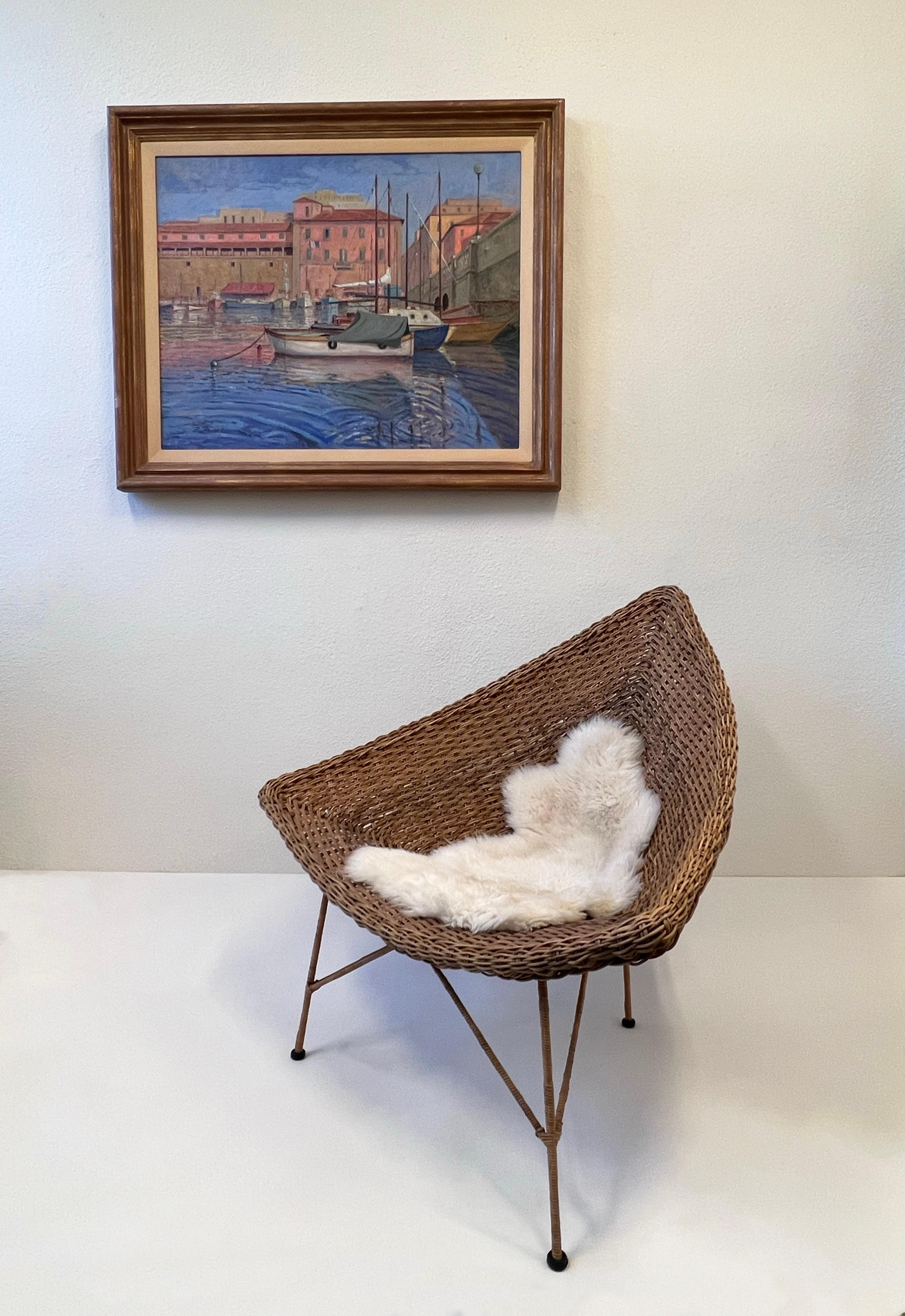 Steel Triangular Rattan Lounge Chair