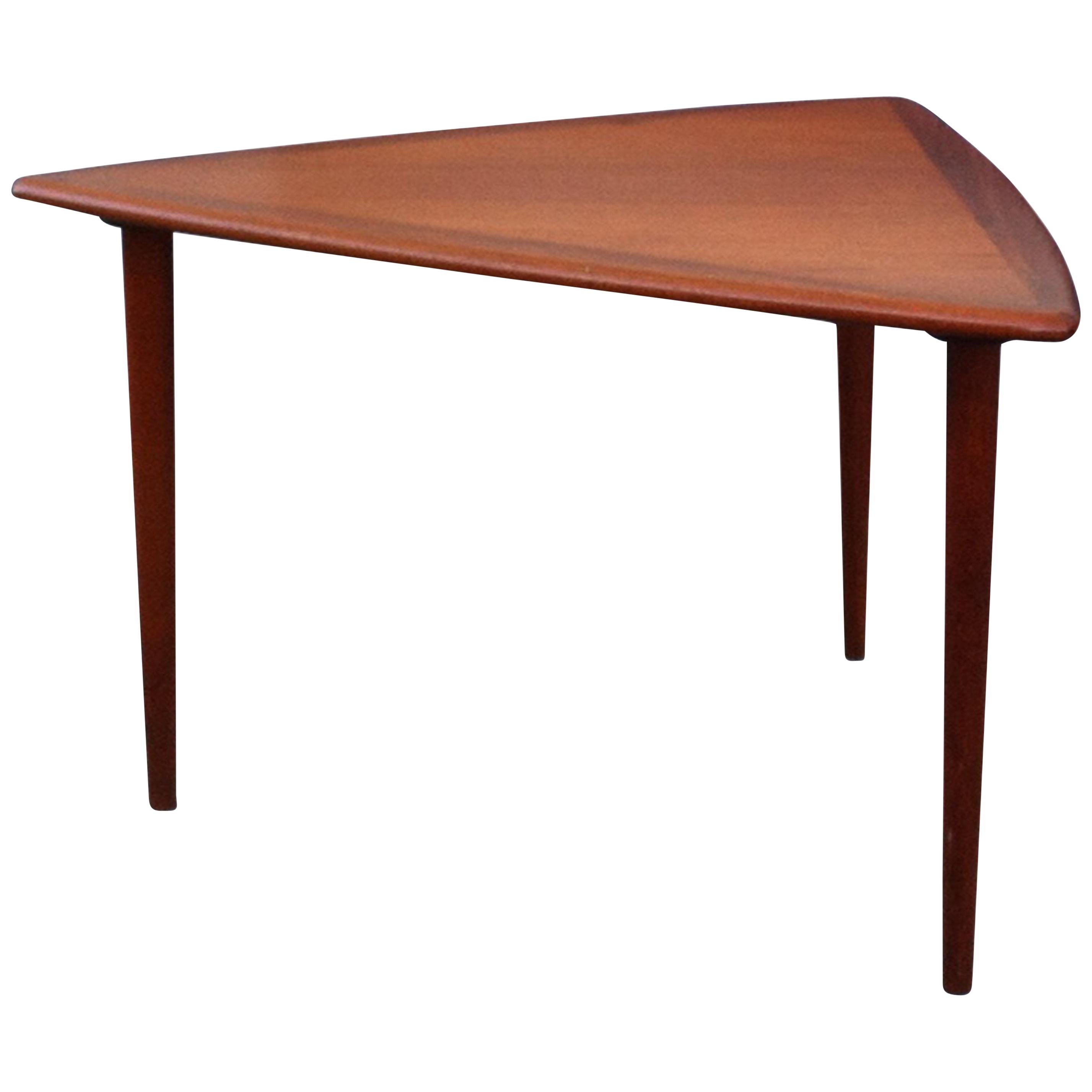 Triangular Shaped Danish Modern Teak Coffee Table with Rounded Profiles, 1960s