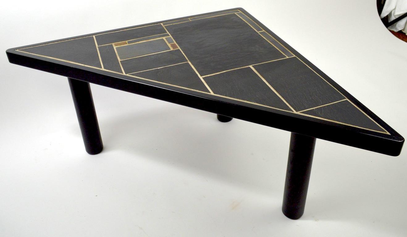 Scandinavian Modern Triangular Slate Top Table Made in Denmark by Sallingboe Jelling