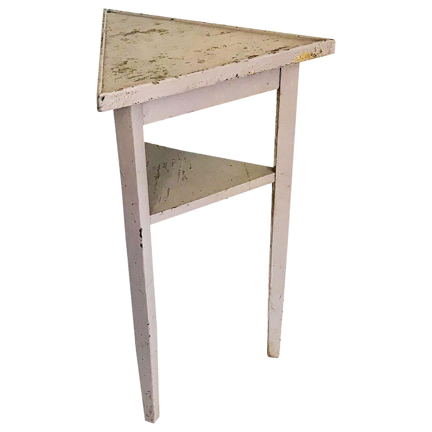 Triangular Stand or Side Table in Muted Lilac Paint