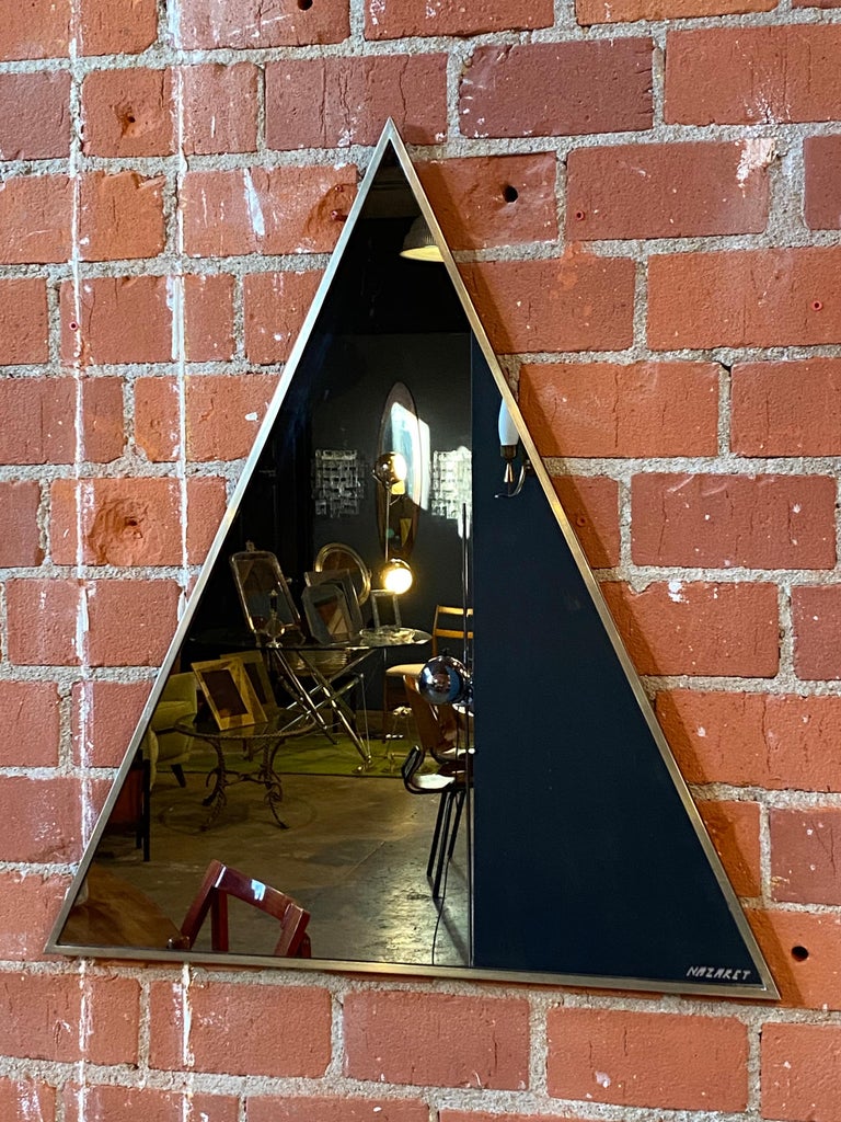 Triangular Steel Framed Mirror by Romeo Rega, Nazaret, Italy, 1970s at ...
