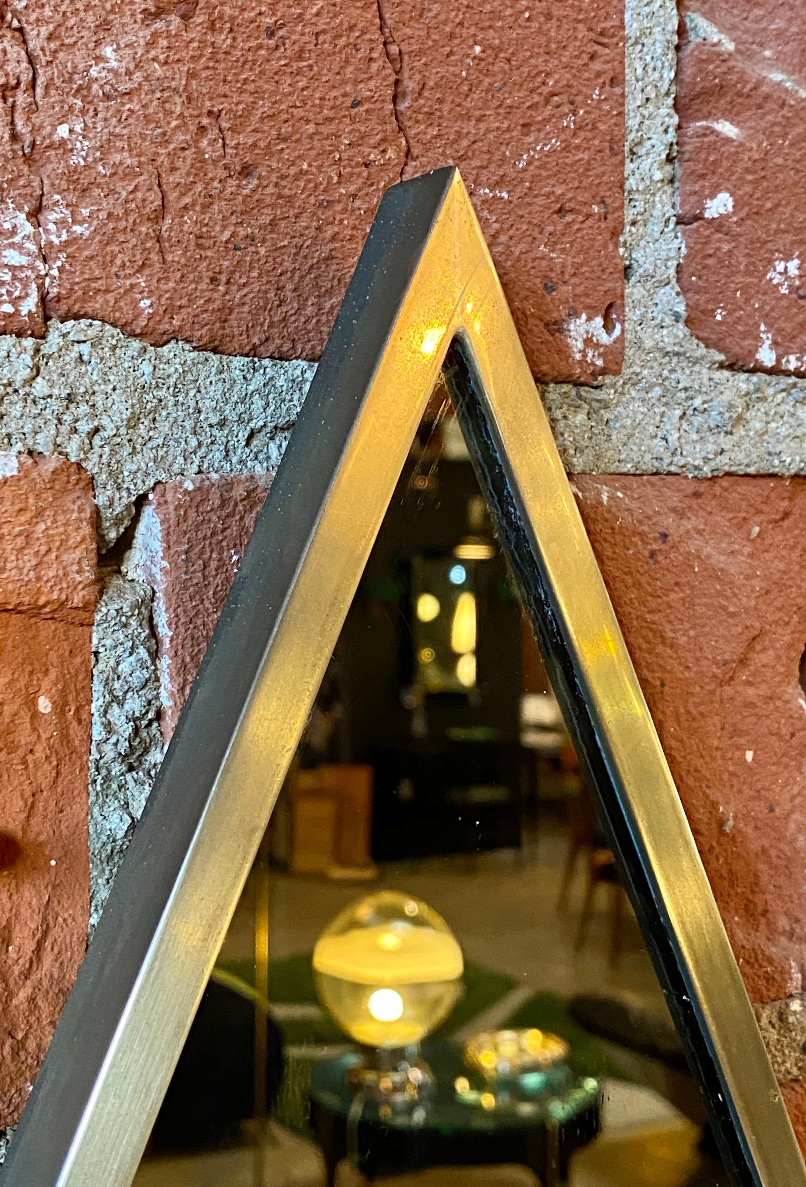 Italian Triangular Steel Framed Mirror by Romeo Rega, Nazaret, Italy, 1970s