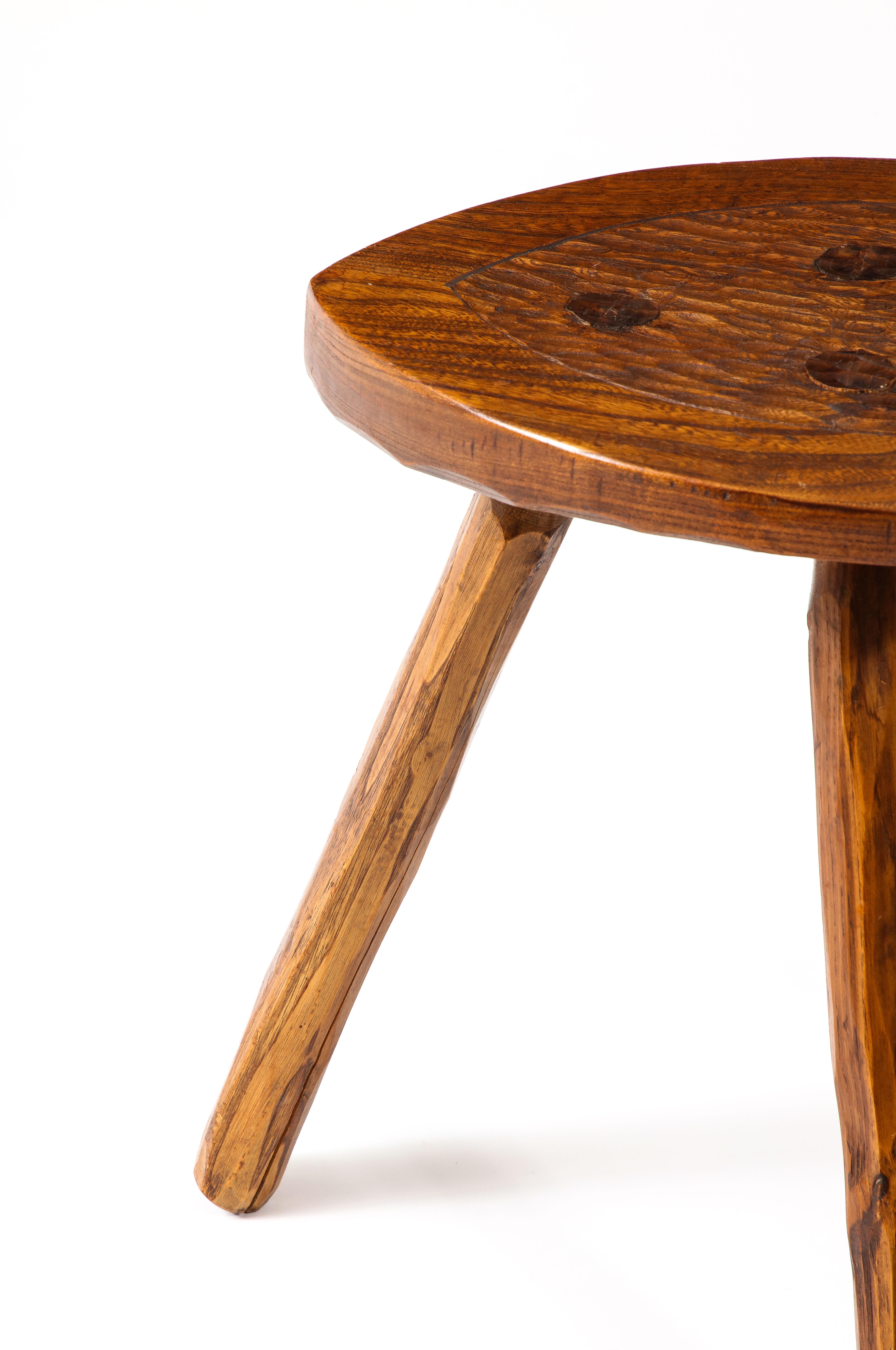 Triangular Stool in the Style of Marolles, France 1950 2
