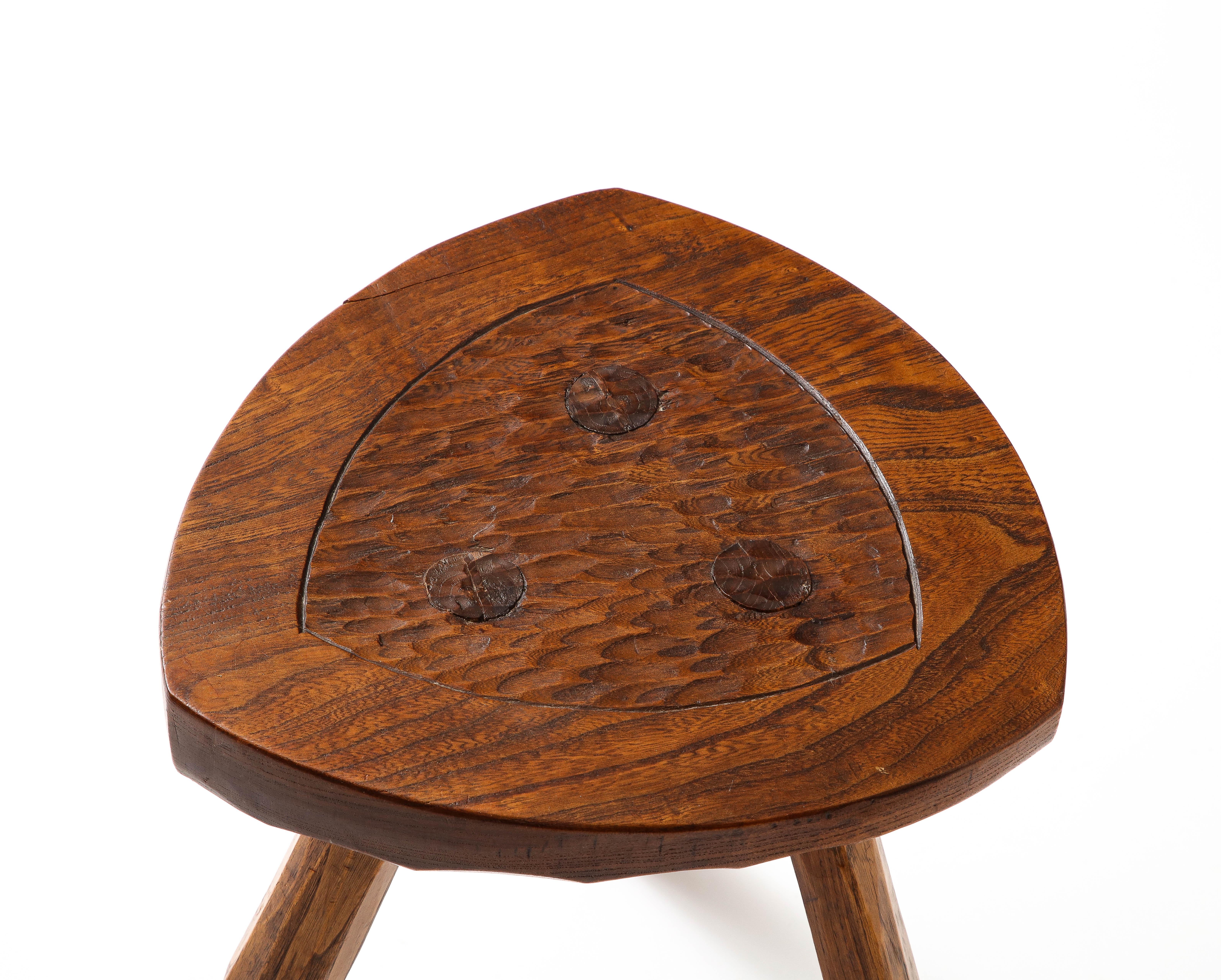 Triangular Stool in the Style of Marolles, France 1950 4