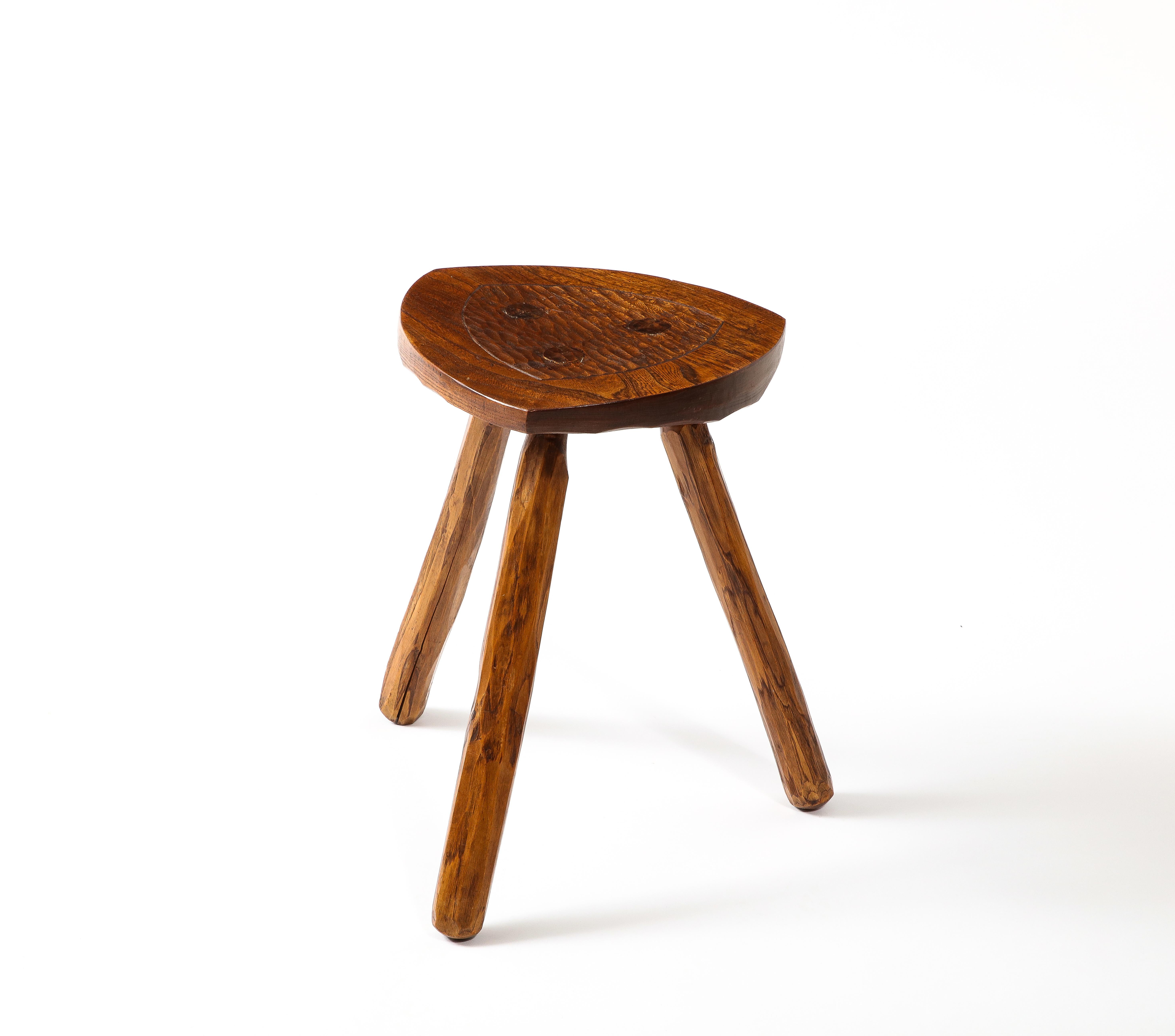 20th Century Triangular Stool in the Style of Marolles, France 1950