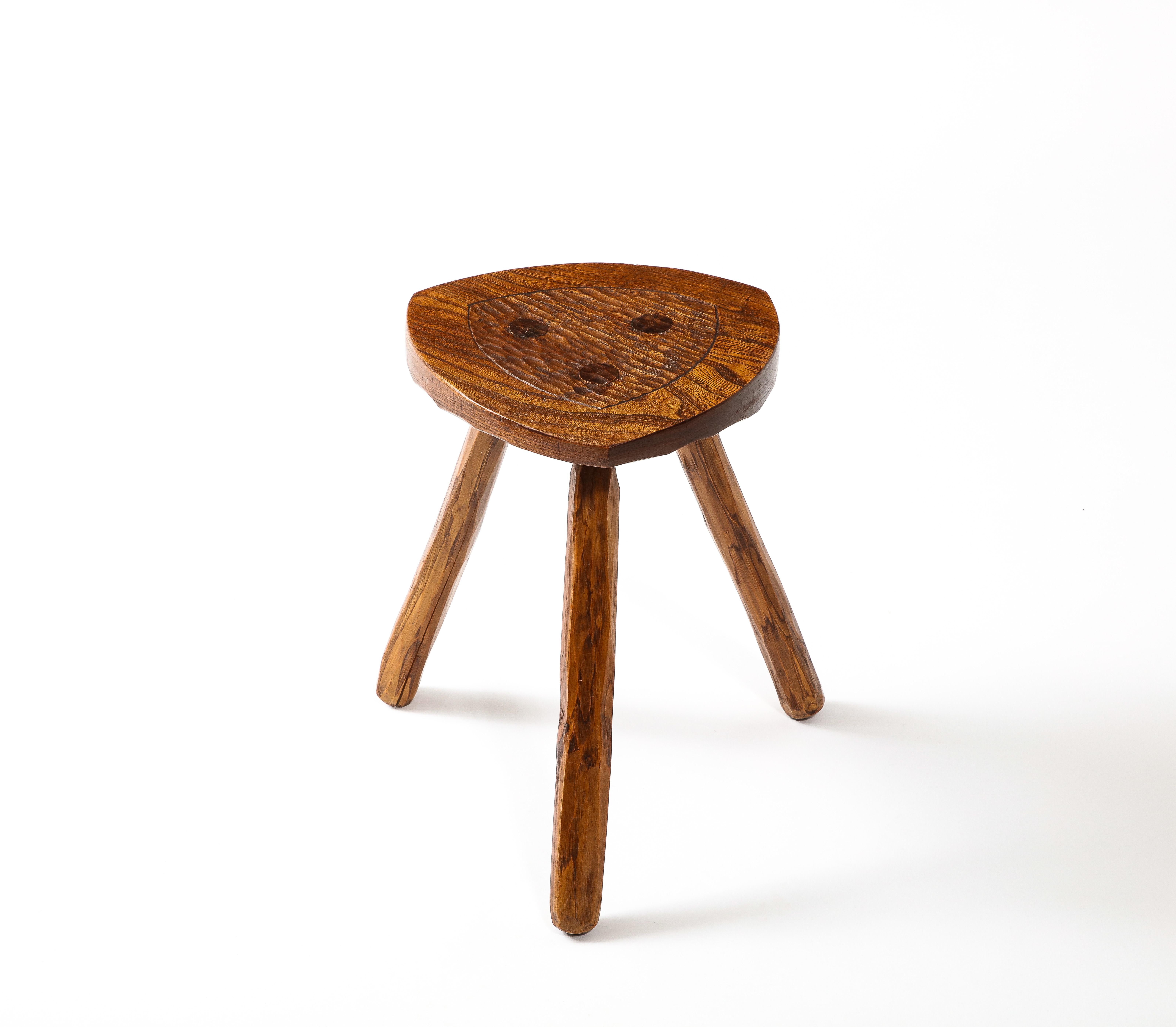 Triangular Stool in the Style of Marolles, France 1950 1