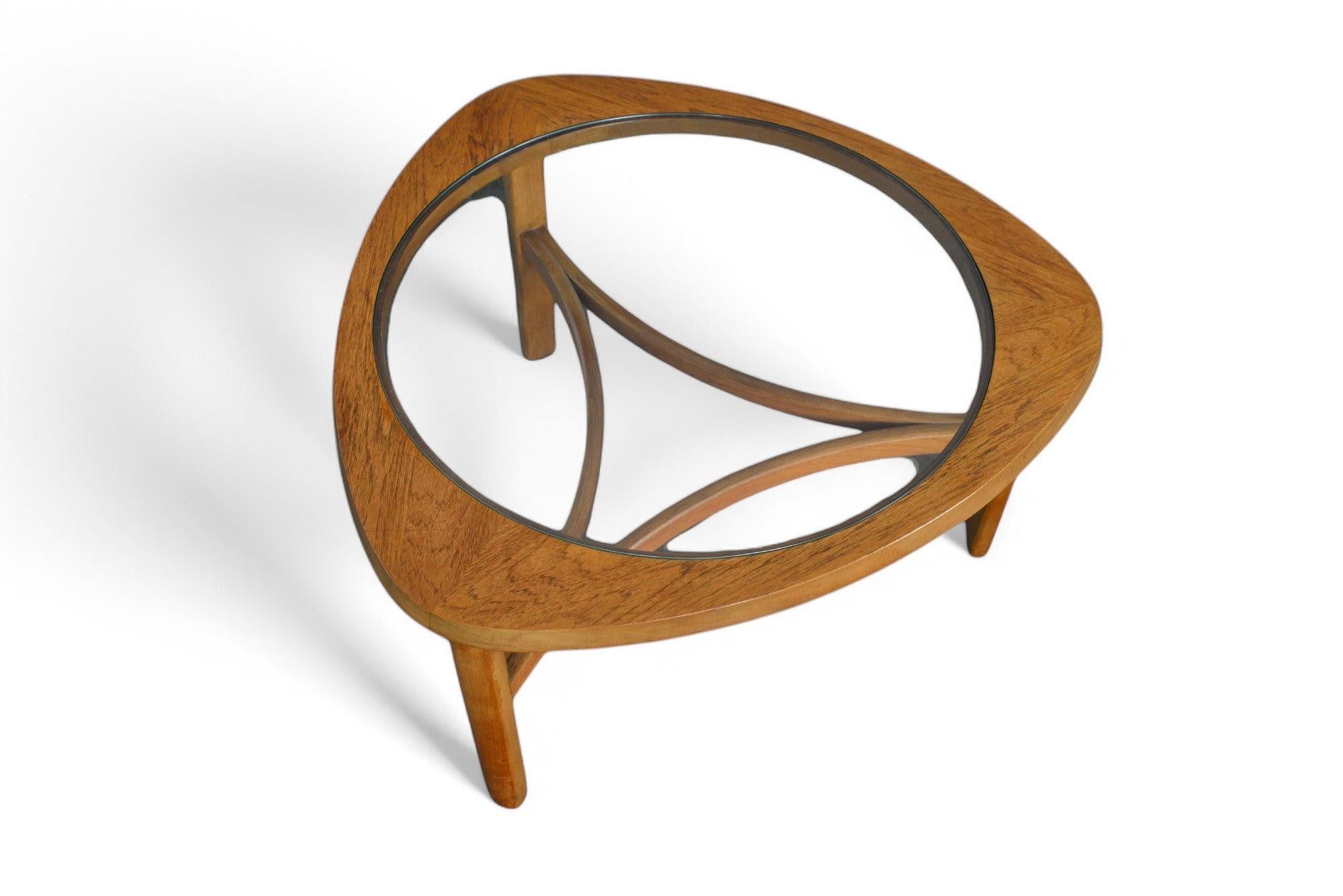 Triangular Teak + Glass Coffee by Nathan In Good Condition For Sale In Berkeley, CA