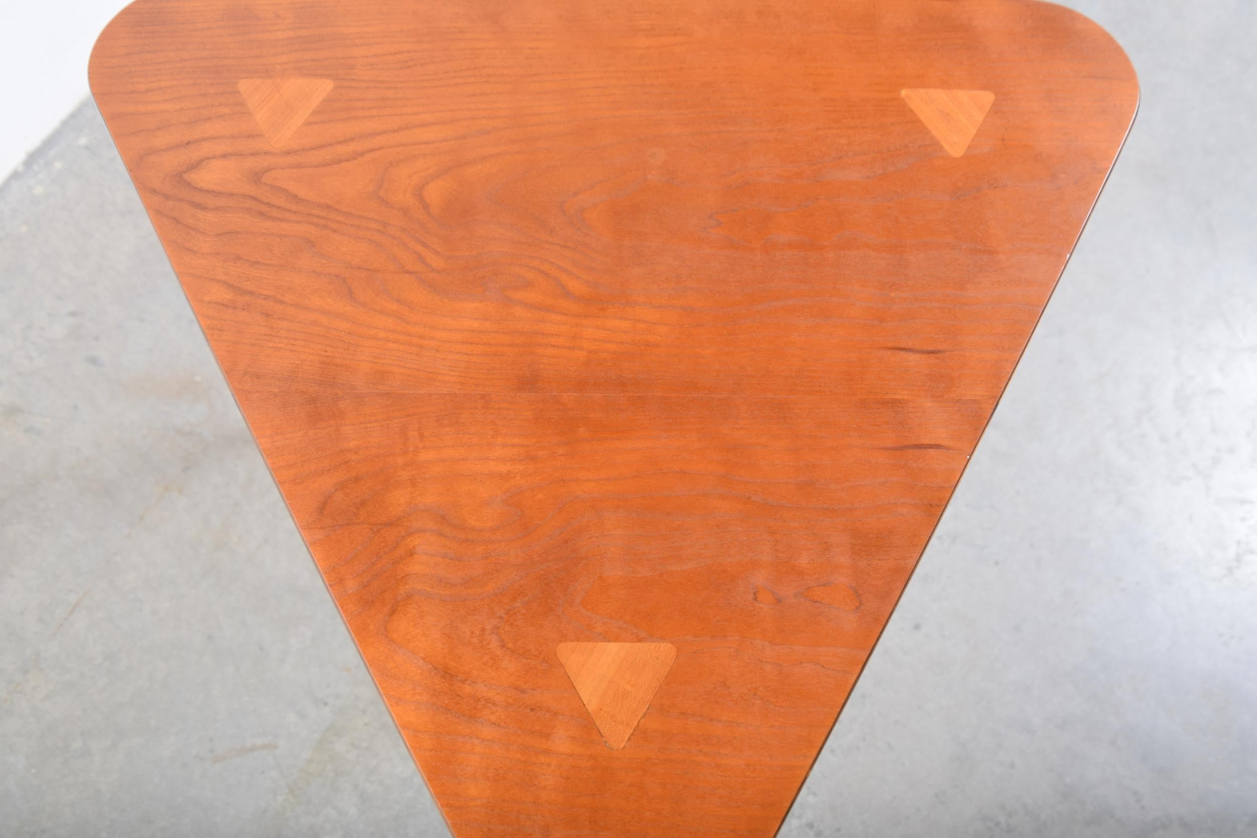 Birch Triangular Top Lamp Table For Sale