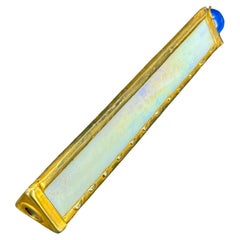 Triangular Vintage White Opaline Art Glass and Brass Kaleidoscope