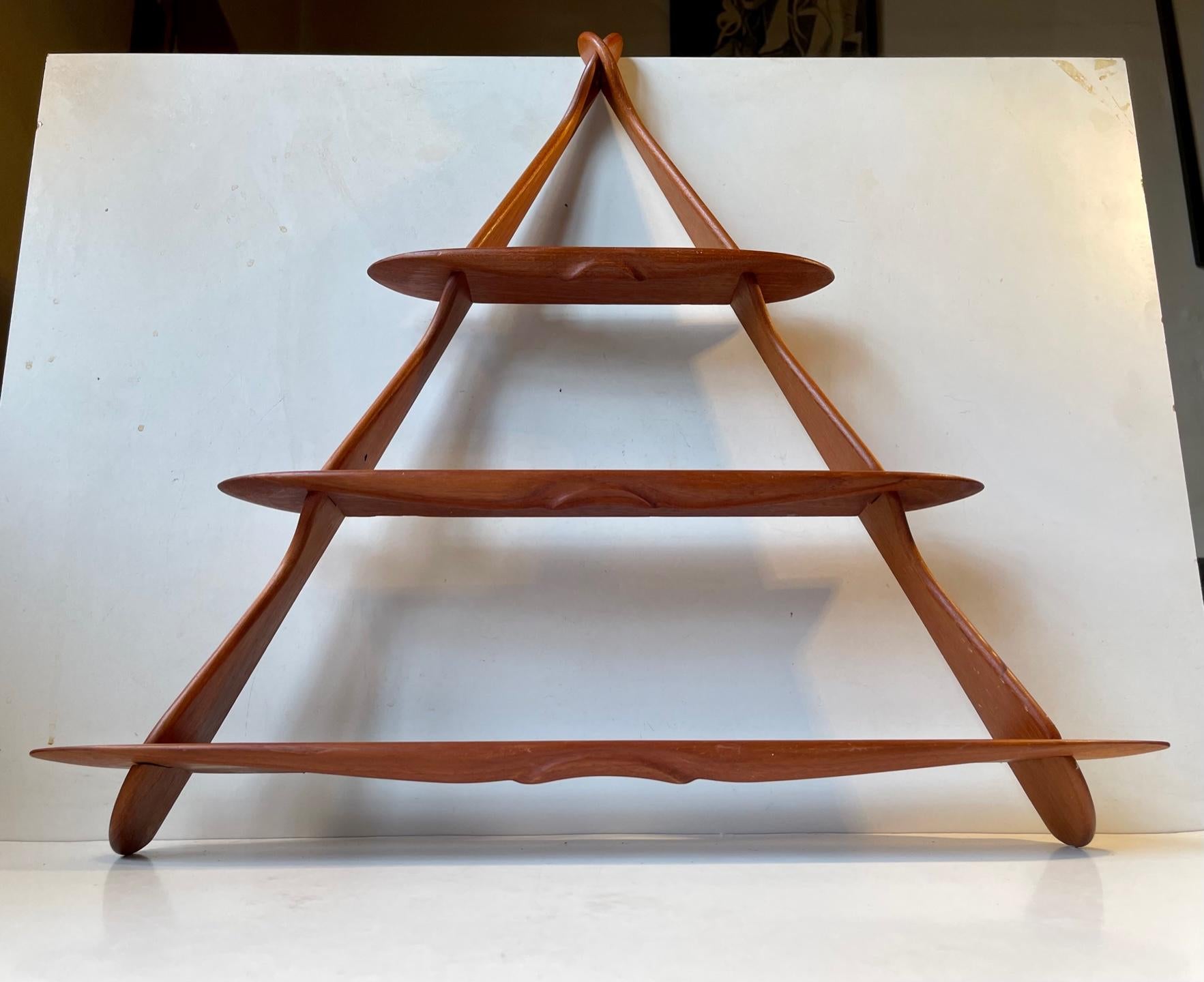 Danish Triangular Wall Unit in Teak by Peder Moos and/or Apprentice of, 1950s