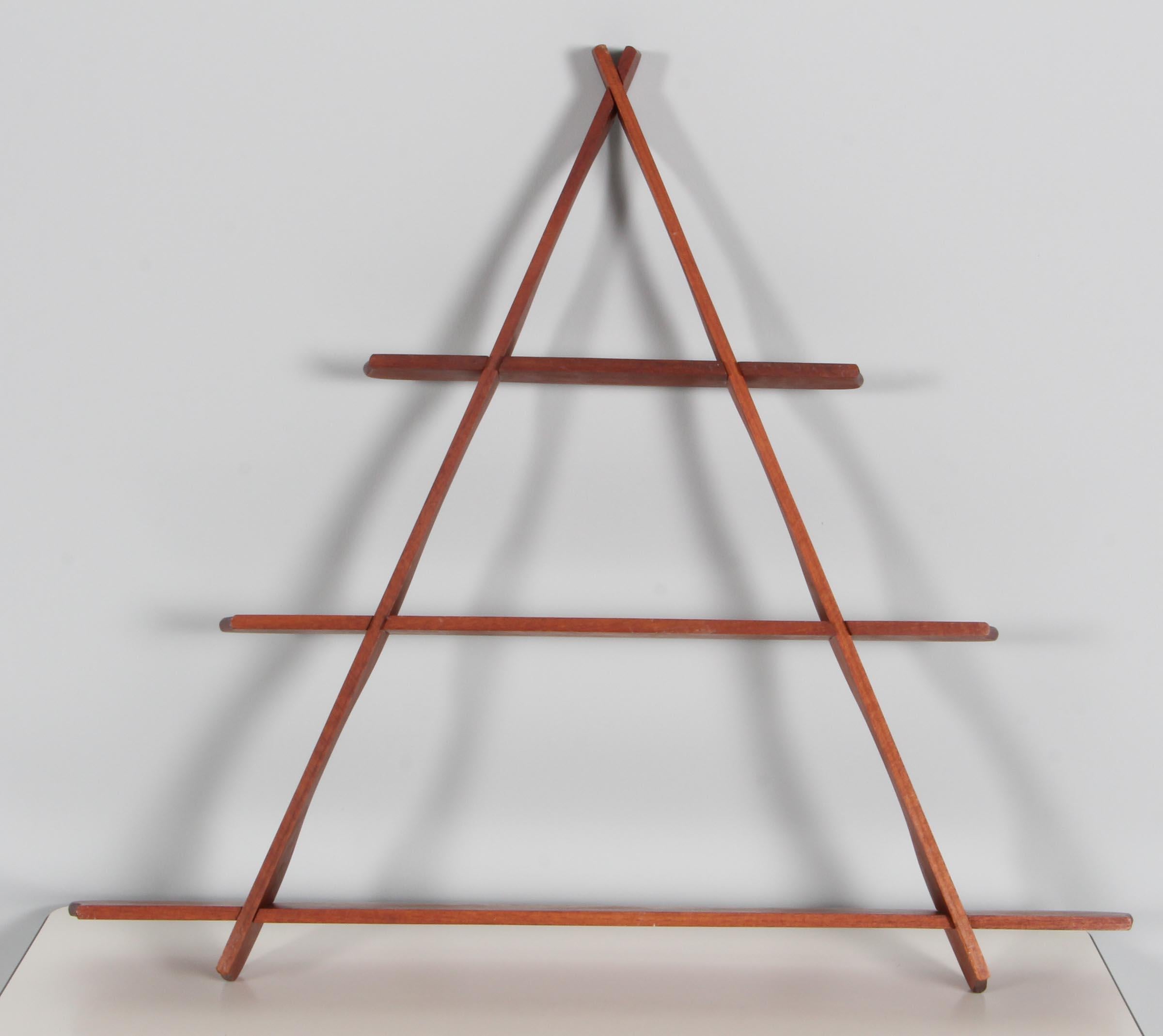 Mid-20th Century Triangular Wall Unit in Teak by Peder Moos and/or Apprentice of, 1950s For Sale