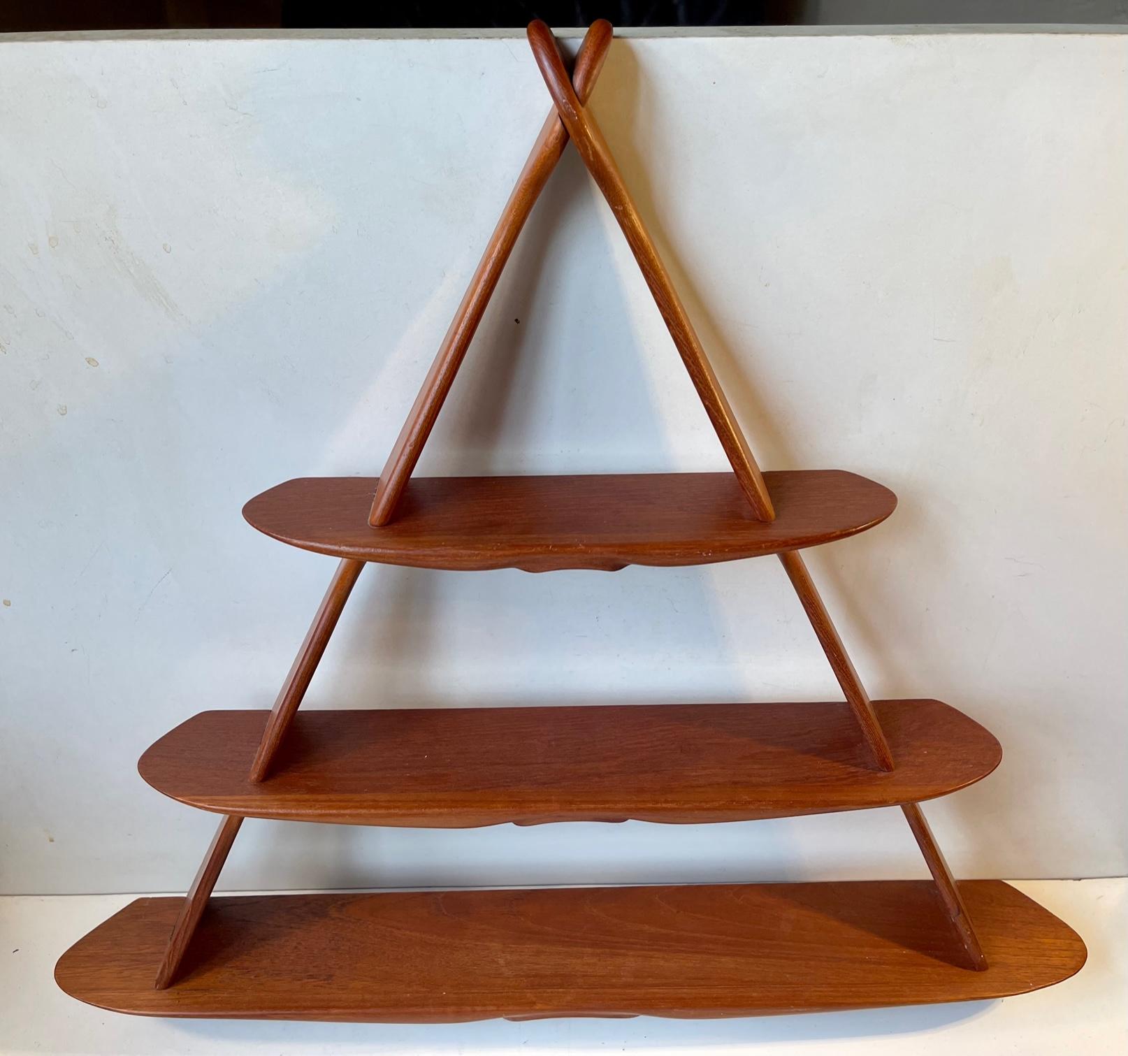 Mid-20th Century Triangular Wall Unit in Teak by Peder Moos and/or Apprentice of, 1950s