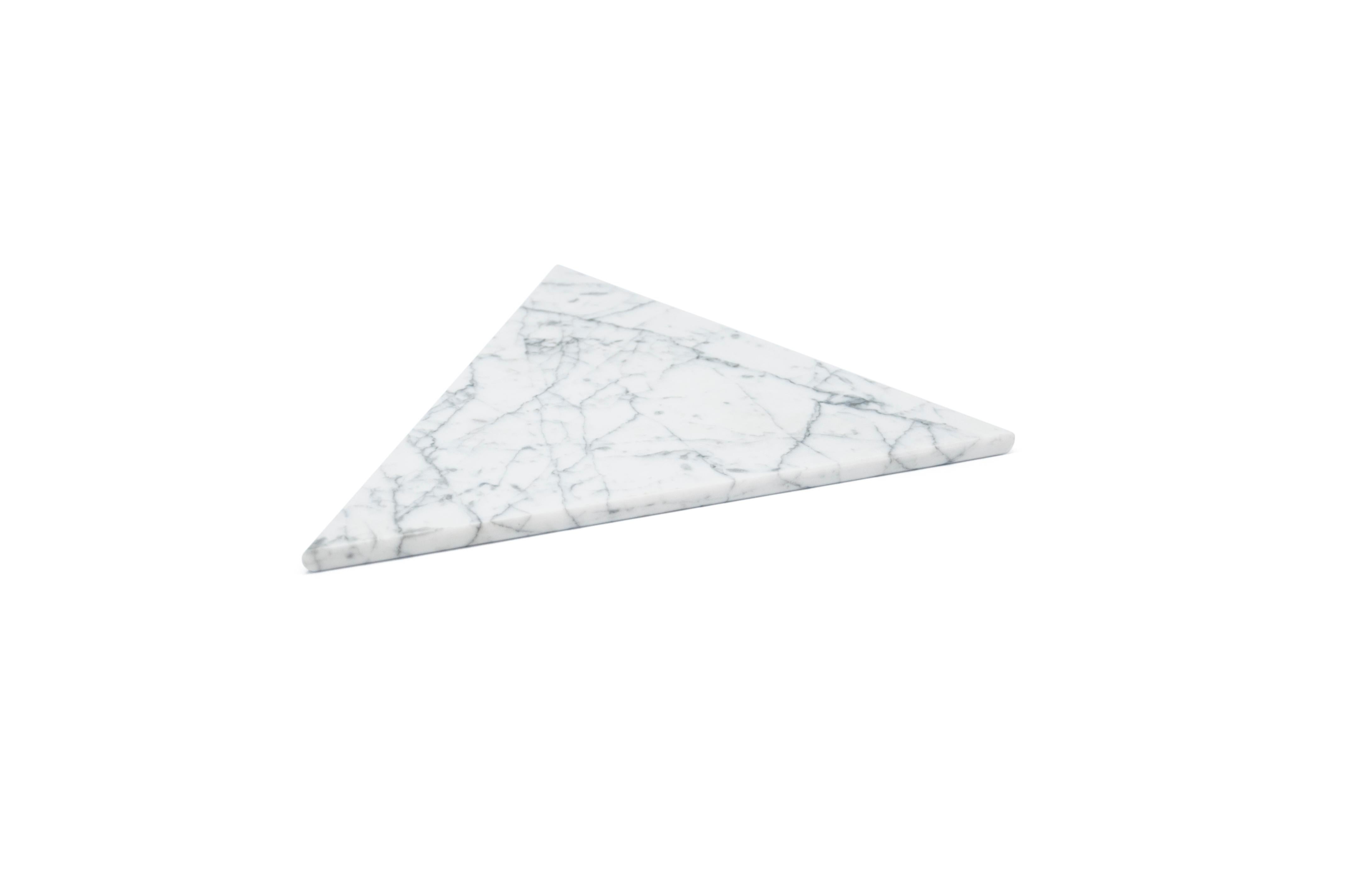 Contemporary Triangular White Marble Cutting Board and Serving Tray