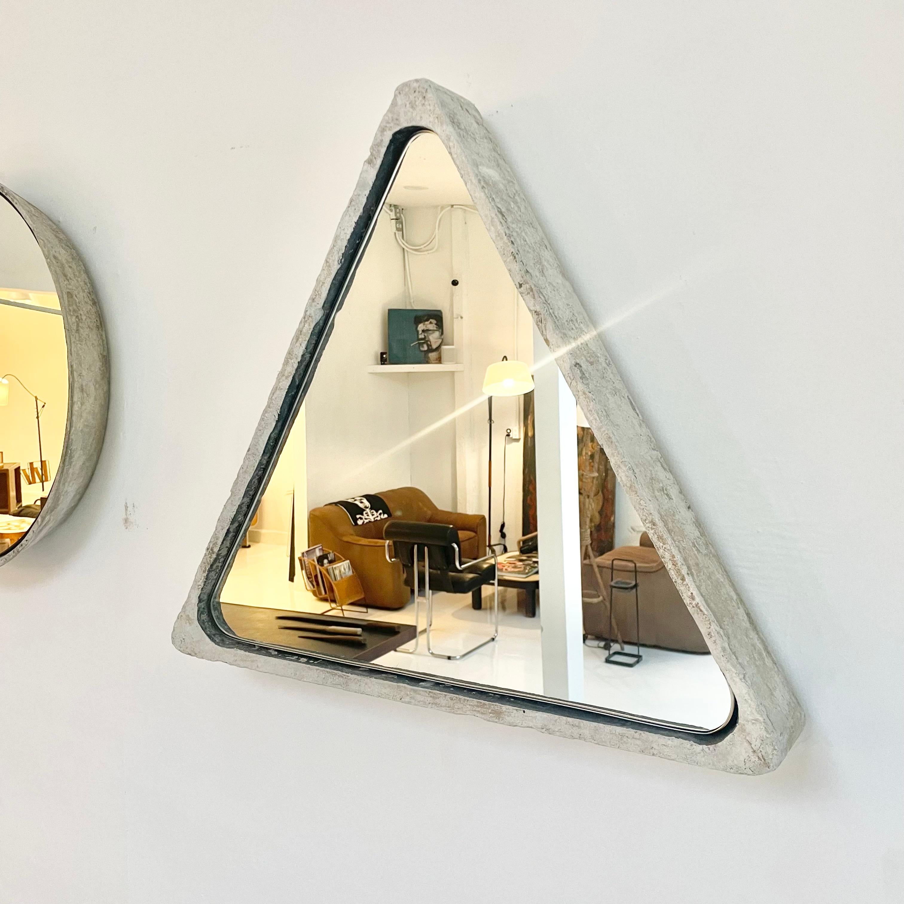 Triangular Willy Guhl Concrete Mirror, 1960s Switzerland 4