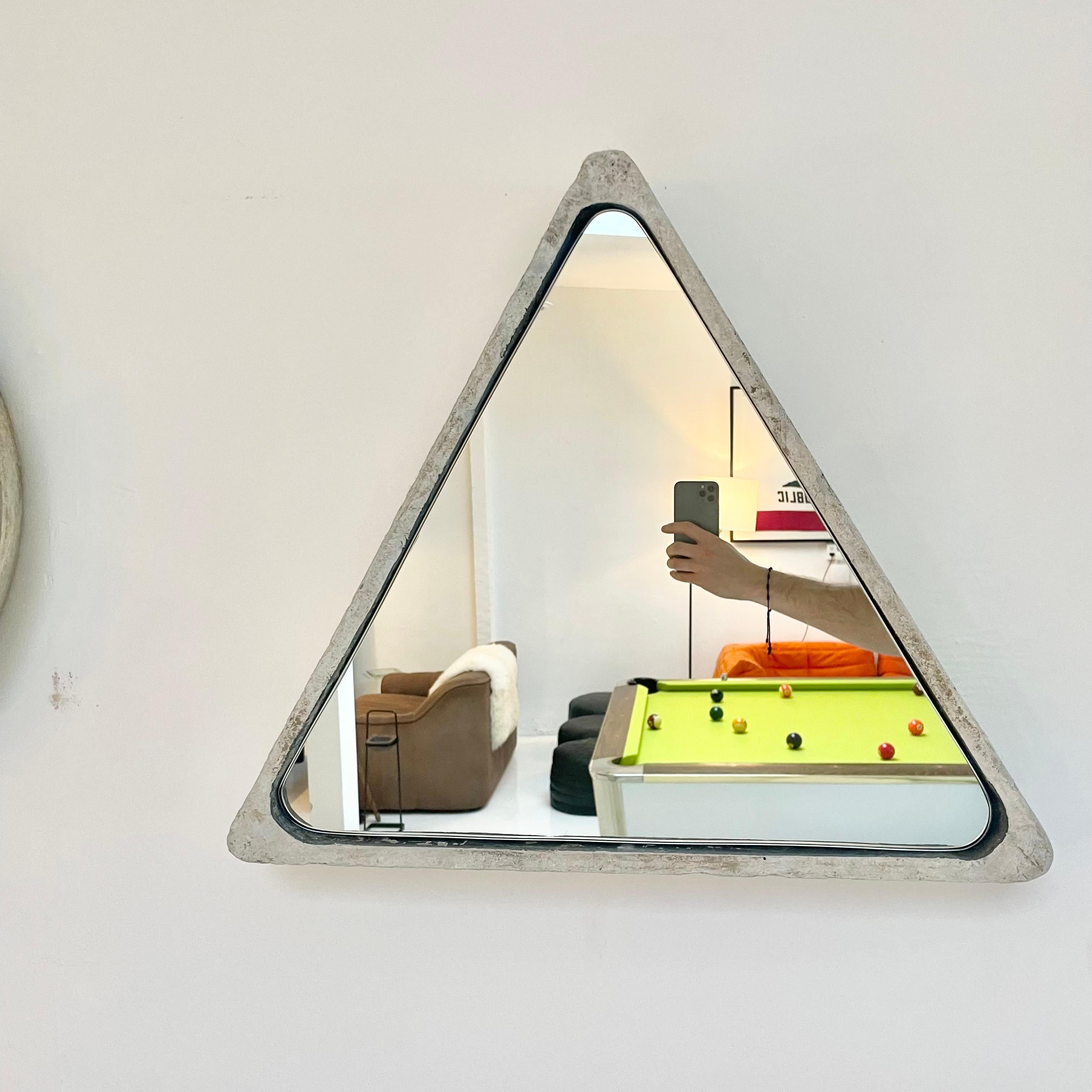 Triangular Willy Guhl Concrete Mirror, 1960s Switzerland 5