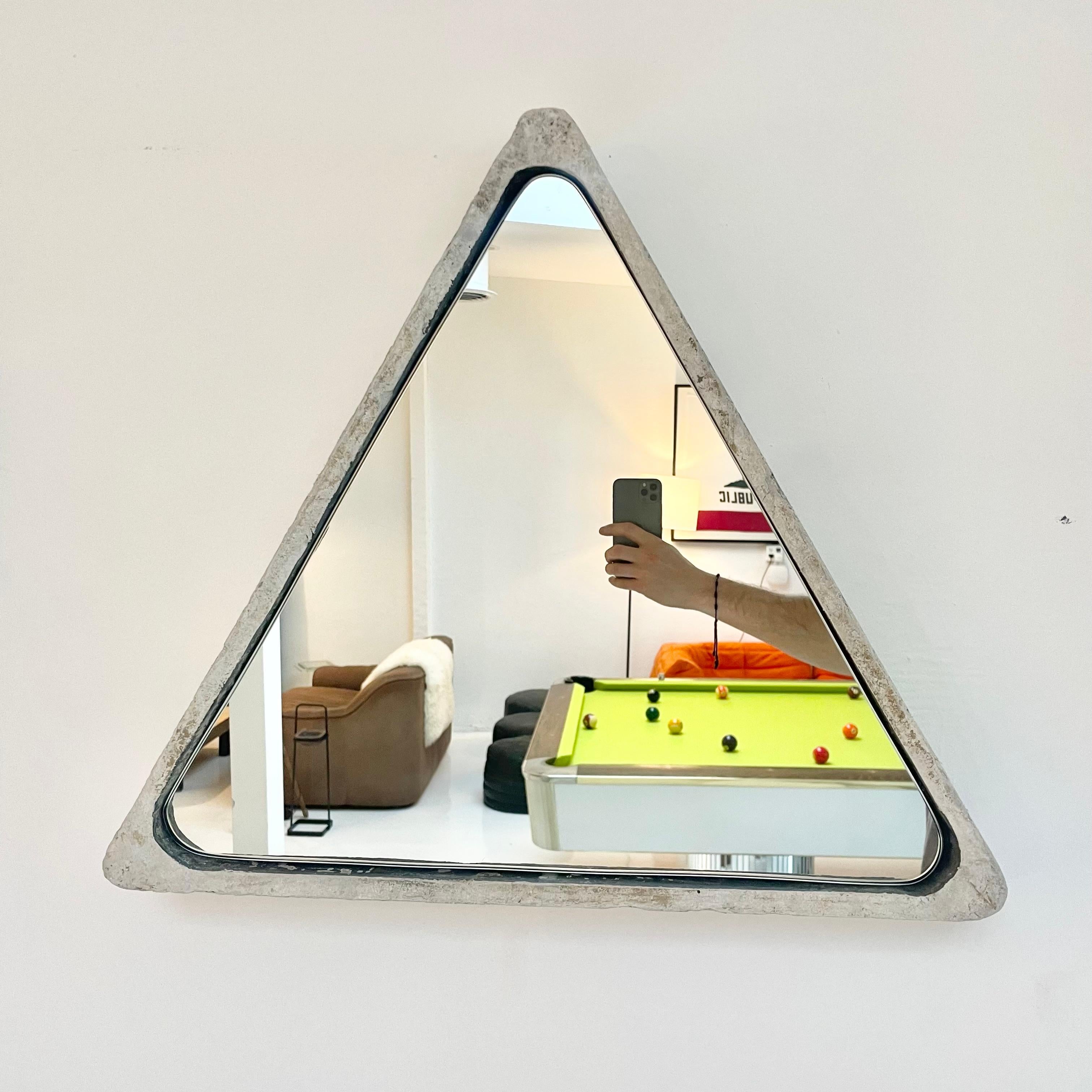 Triangular Willy Guhl Concrete Mirror, 1960s Switzerland 6
