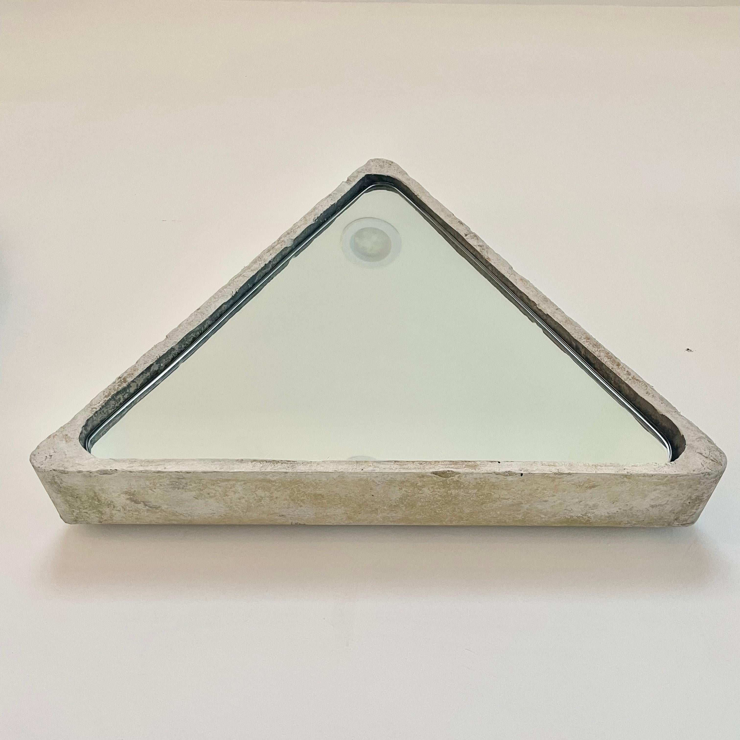 Triangular Willy Guhl Concrete Mirror, 1960s Switzerland 9