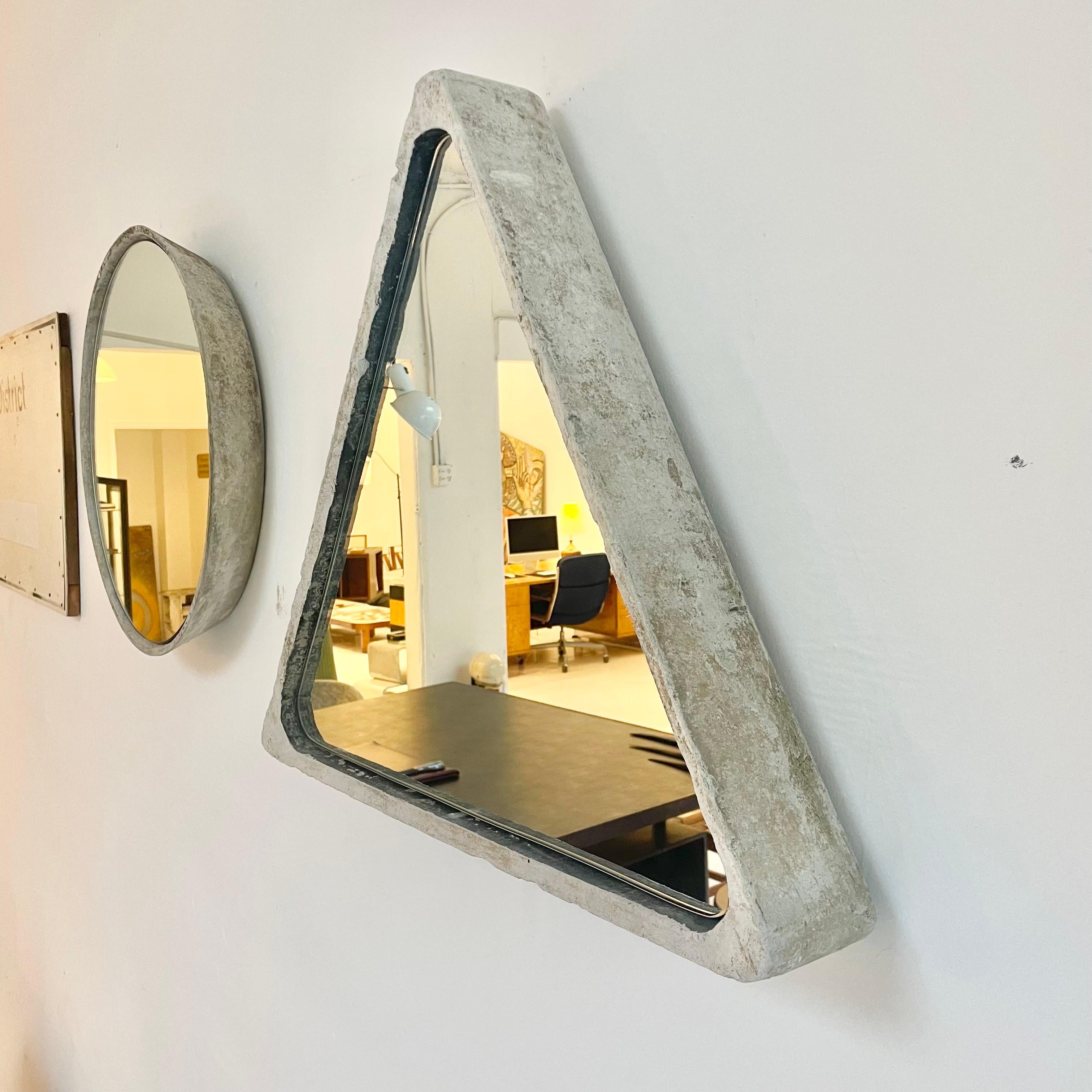 Swiss Triangular Willy Guhl Concrete Mirror, 1960s Switzerland