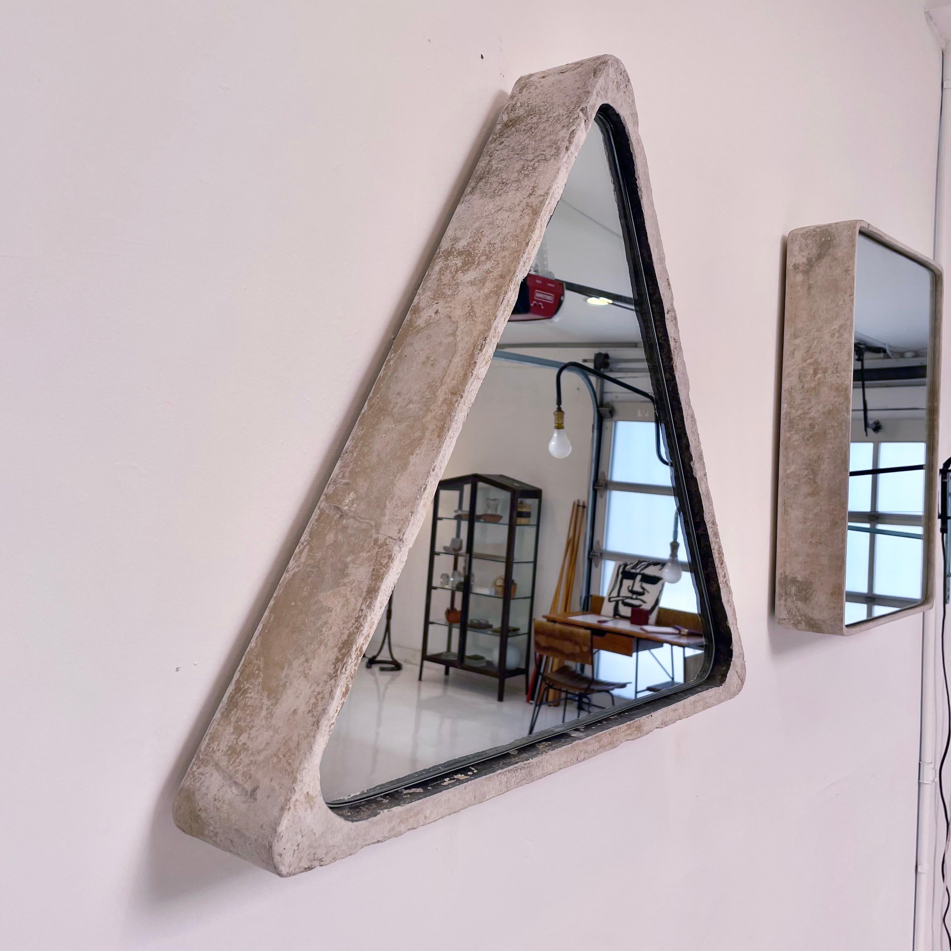 Mid-20th Century Triangular Willy Guhl Concrete Mirror, 1960s Switzerland