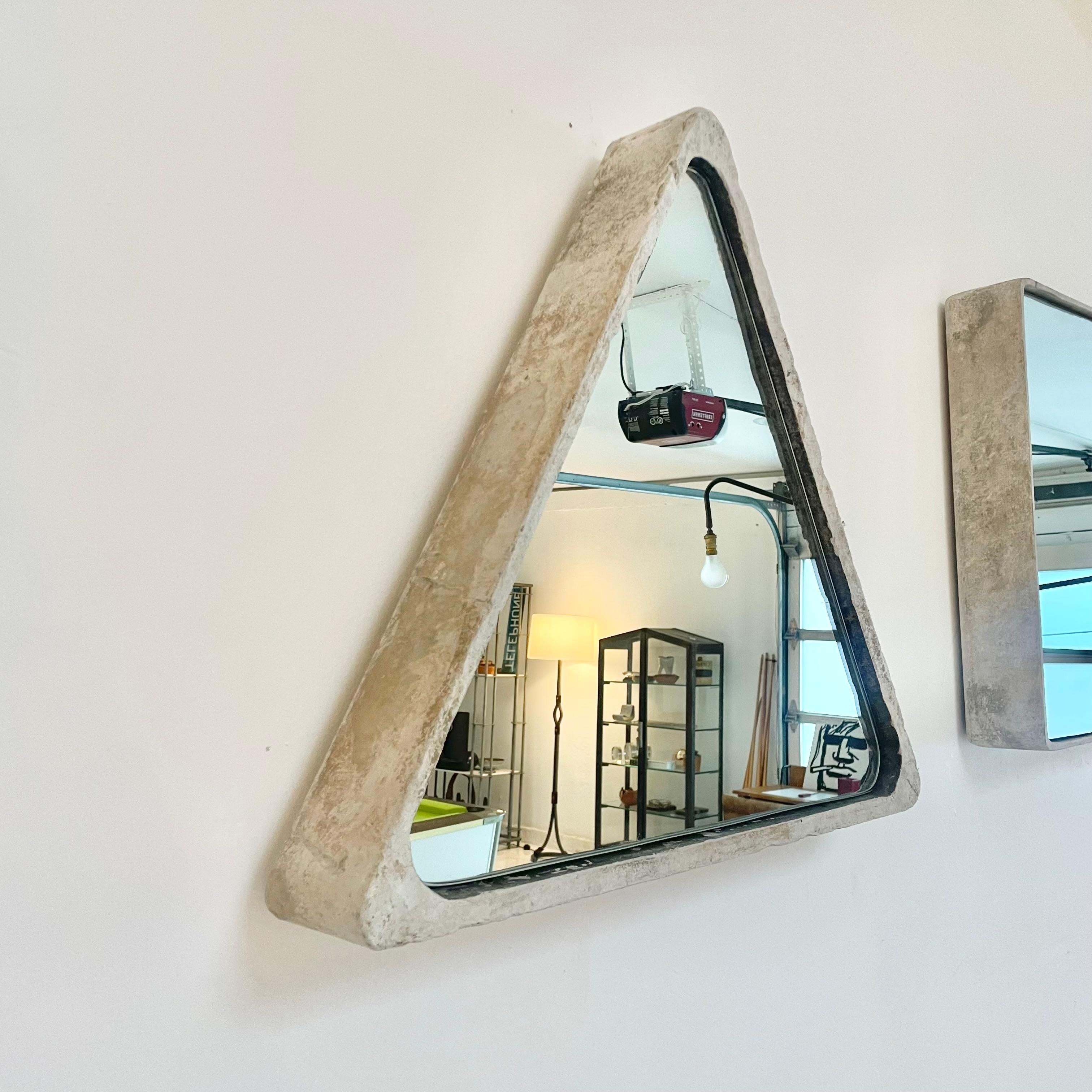 Triangular Willy Guhl Concrete Mirror, 1960s Switzerland 3